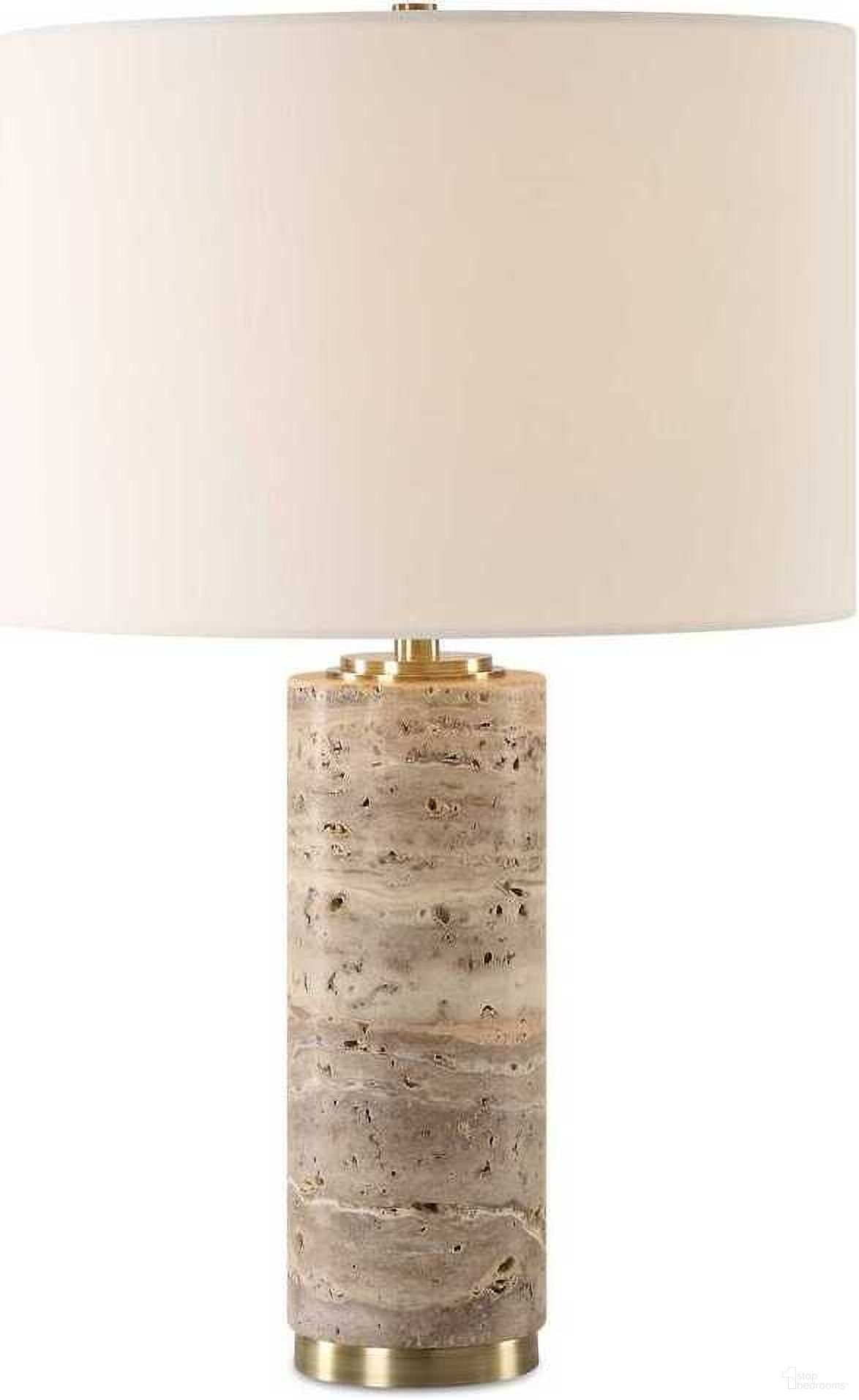Cortado Travertine Table Lamp In Brown and Gold