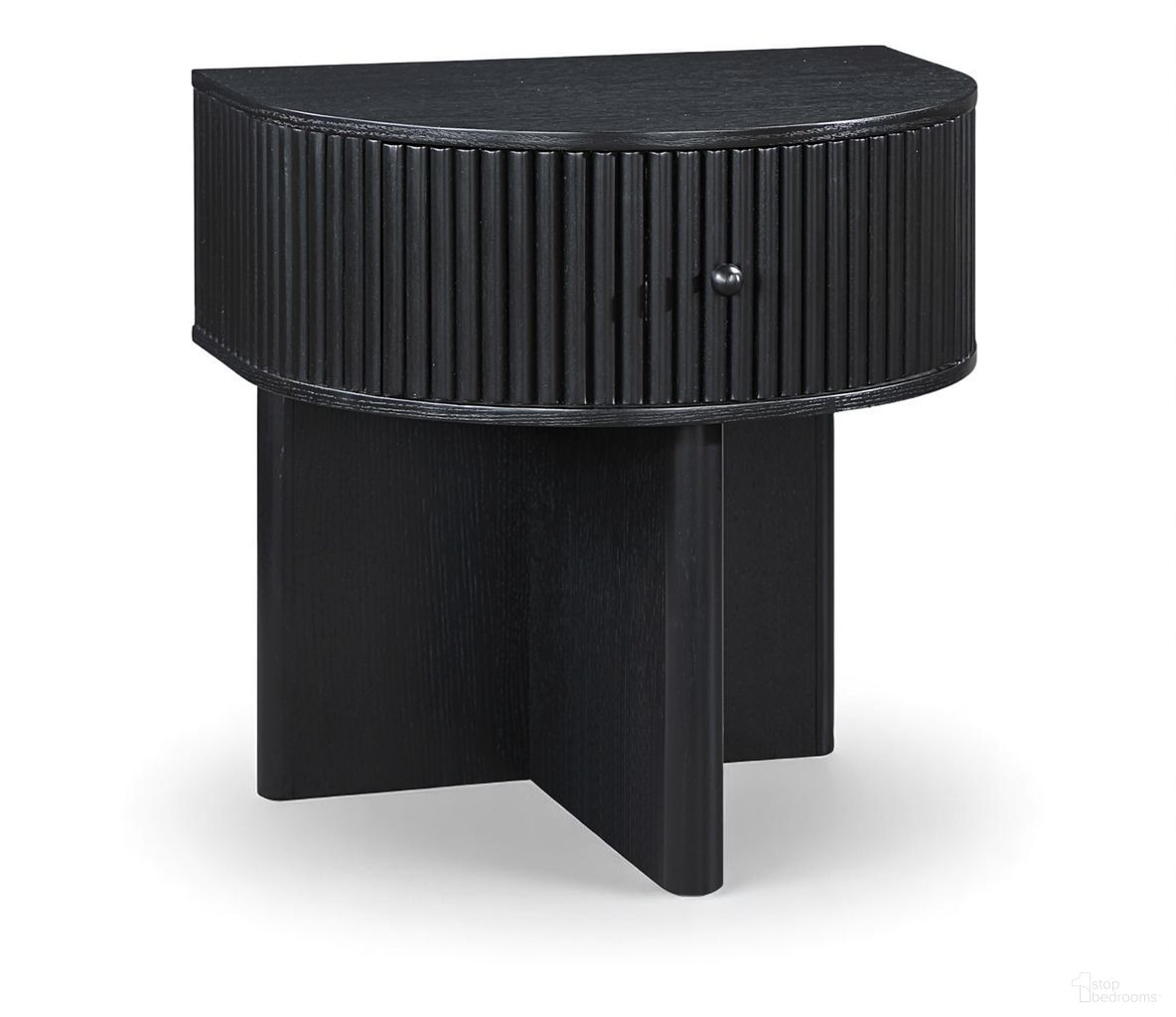 Cortland Acacia Veneer and Solid Wood Night Stand In Black