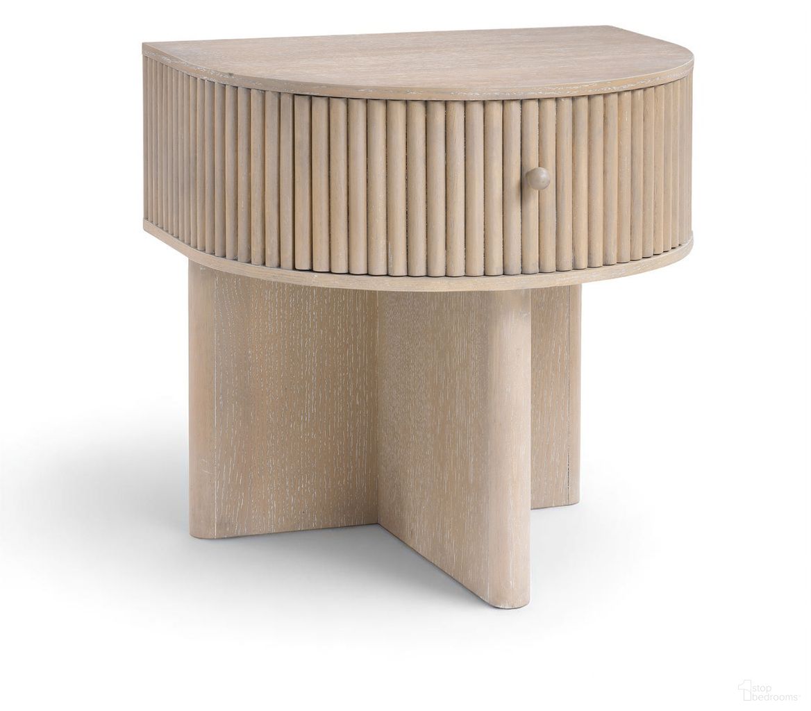 The appearance of Cortland Acacia Veneer and Solid Wood Night Stand In Natural designed by Meridian in the transitional interior design. This natural piece of furniture was selected by 1StopBedrooms from Cortland Collection to add a touch of cosiness and style into your home. Sku: 748Oak-NS. Material: Acacia.