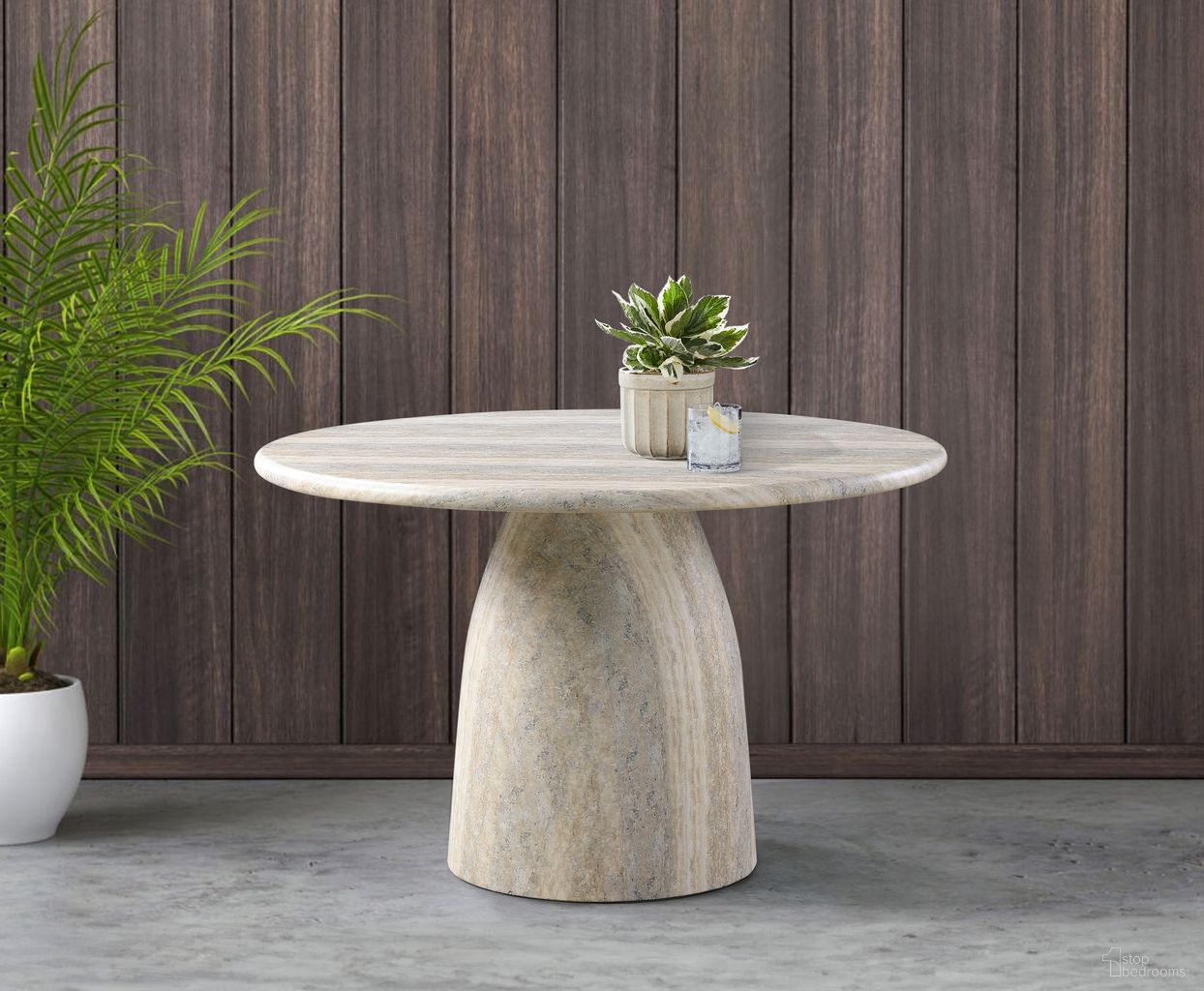 Cosenza 48.5 Inch Concrete Dining Table In Travertine