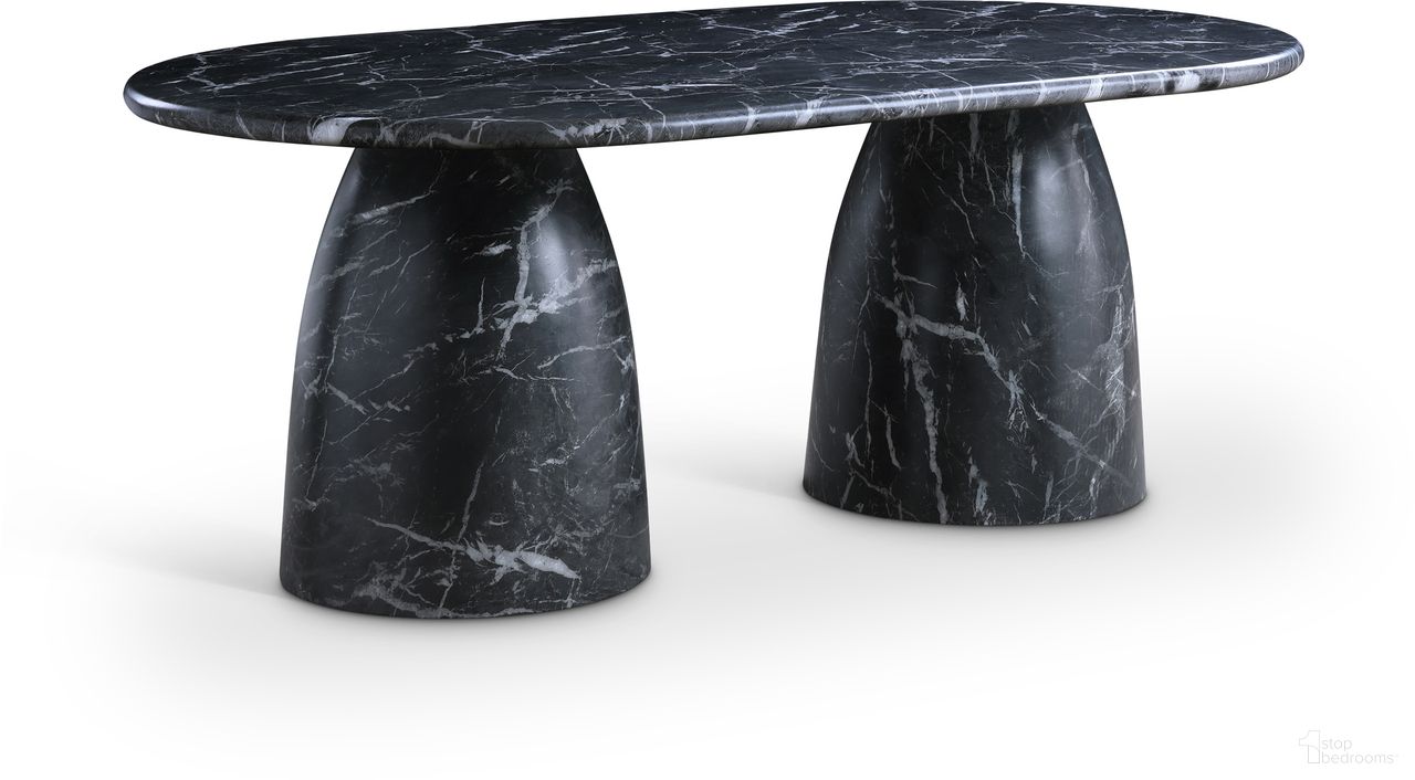The appearance of Cosenza 78 Inch Marble Finish Concrete Dining Table In Black designed by Meridian in the modern / contemporary interior design. This black piece of furniture  was selected by 1StopBedrooms from Cosenza Collection to add a touch of cosiness and style into your home. Sku: 702Black-T Box 1/3 (Top);702Black-T Box 2/3 (Base1);702Black-T Box 3/3 (Base2). Table Base Style: Double Pedestal. Table Top Shape: Rectangular. Material: Concrete. Size: 45" x 78".