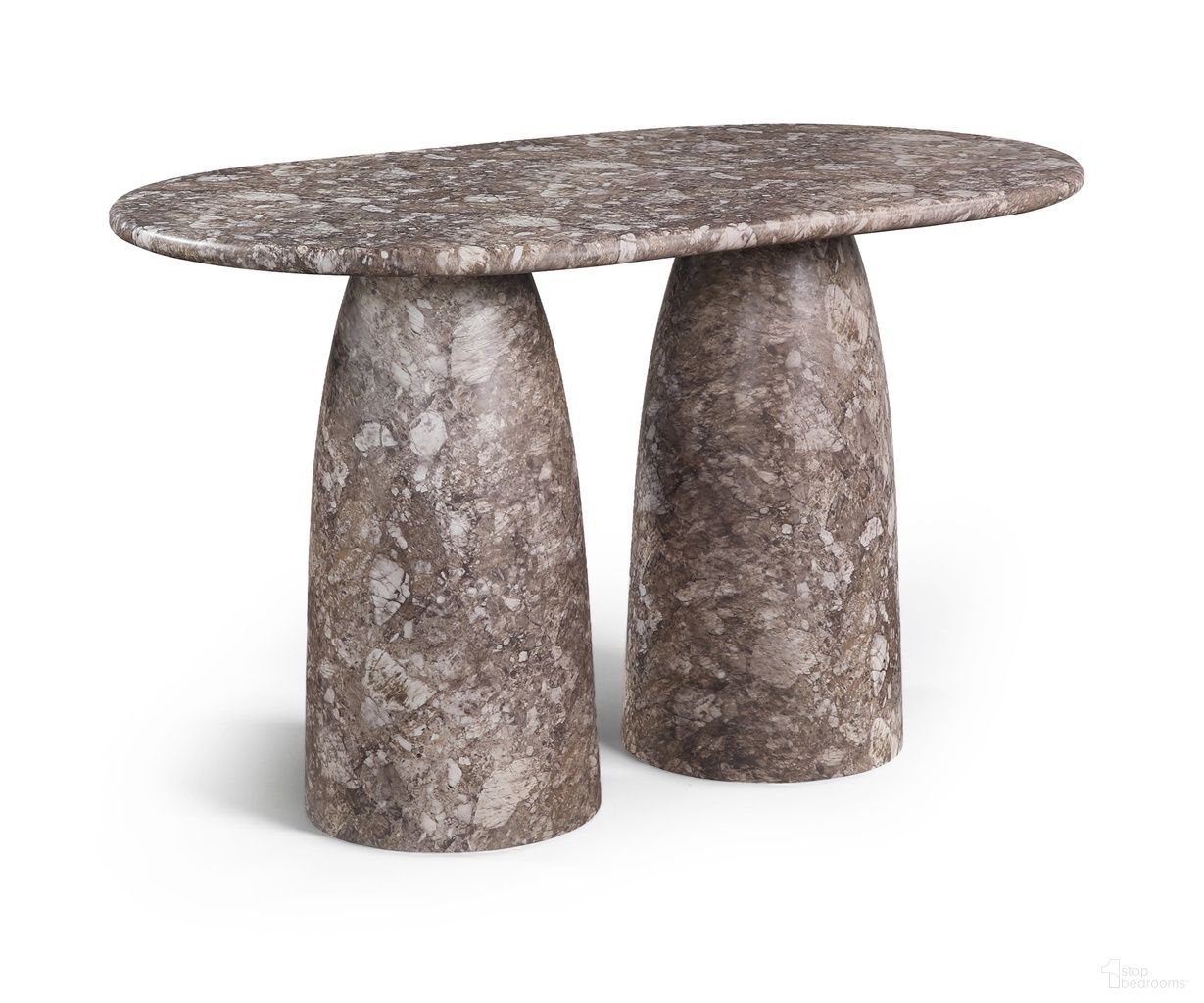 The appearance of Cosenza Concrete Indoor and Outdoor Counter Height Table In Brown designed by Meridian in the modern / contemporary interior design. This brown piece of furniture  was selected by 1StopBedrooms from Cosenza Collection to add a touch of cosiness and style into your home. Sku: 787Brown-T60 Box 1/3 (Top);787Brown-T60 Box 2/3 (Base);787Brown-T60 Box 3/3 (Base). Table Base Style: Double Pedestal. Table Top Shape: Oval. Material: Concrete. Size: 36" x 60".