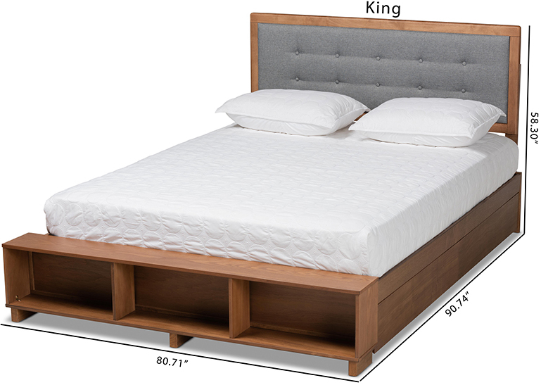 Cosma Modern Transitional Ash Walnut Brown Finished Wood 4-Drawer Queen  Size Platform Storage Bed