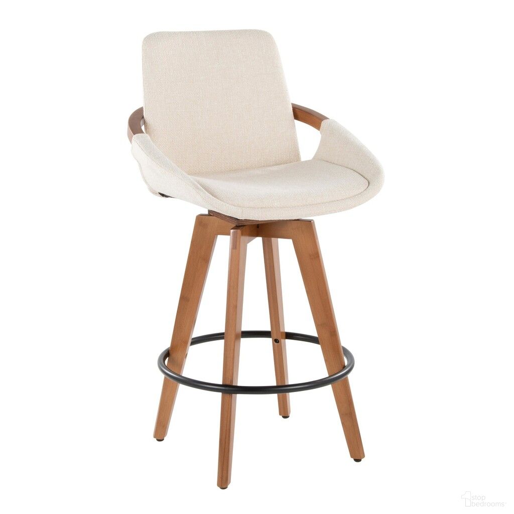 The appearance of Cosmo 26 Inch Fixed Height Counter Stool In Cream and Walnut designed by Lumisource in the modern / contemporary interior design. This cream/walnut piece of furniture was selected by 1StopBedrooms from Cosmo Collection to add a touch of cosiness and style into your home. Sku: B26-COSMOFB WLNCR. Material: Bamboo.