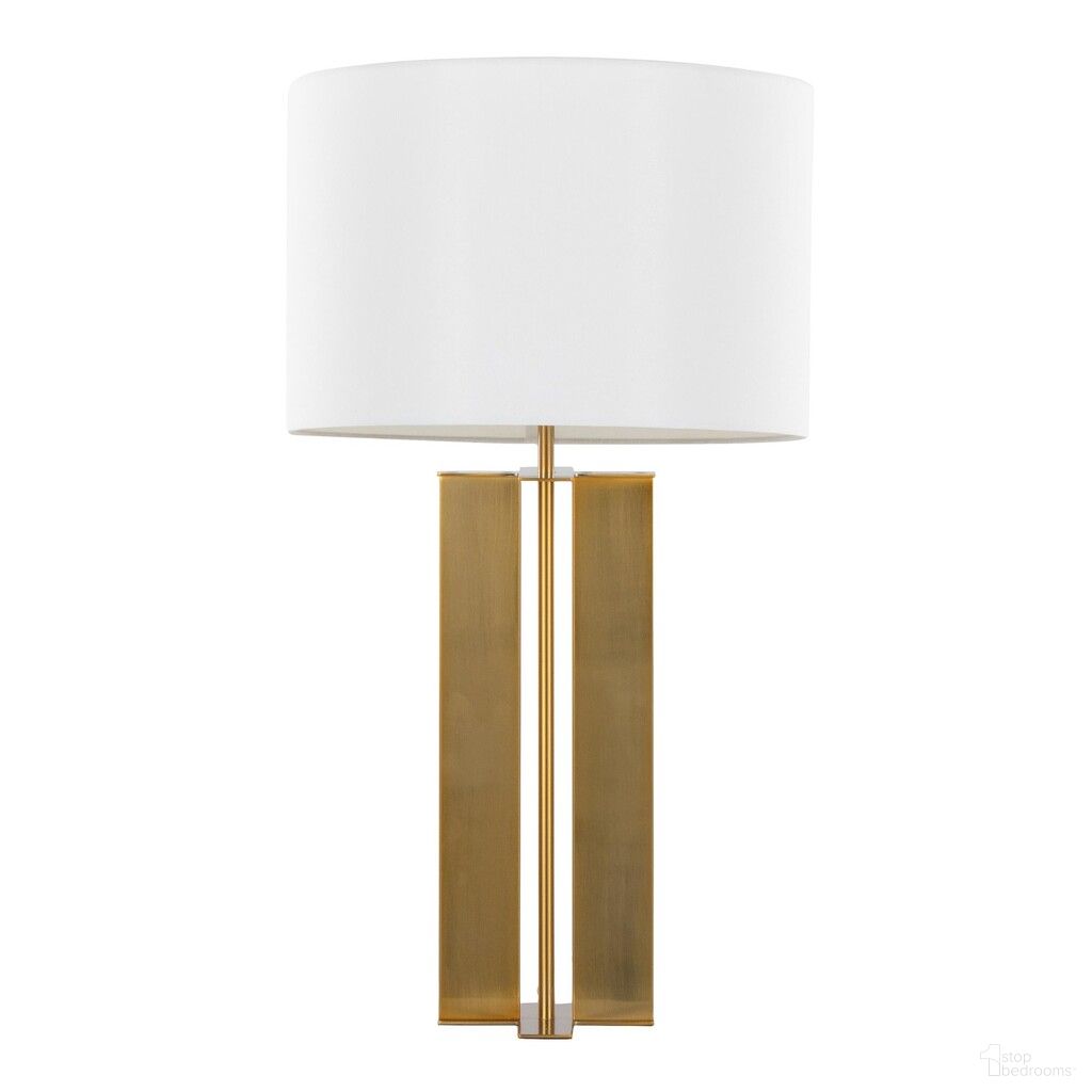 The appearance of Cosmo 28 Inch Metal Table Lamp In Antique Brass and White Linen designed by Lumisource in the modern / contemporary interior design. This antique brass and white linen piece of furniture was selected by 1StopBedrooms from Cosmo Collection to add a touch of cosiness and style into your home. Sku: LTL-COSMO AUW. Material: Linen.
