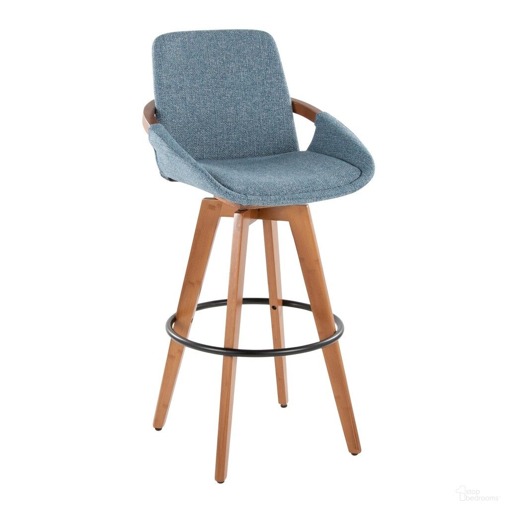The appearance of Cosmo 29 Inch Fixed Height Barstool In Blue and Walnut designed by Lumisource in the modern / contemporary interior design. This blue and walnut piece of furniture was selected by 1StopBedrooms from Cosmo Collection to add a touch of cosiness and style into your home. Sku: B30-COSMOFB WLNBU. Material: Bamboo.