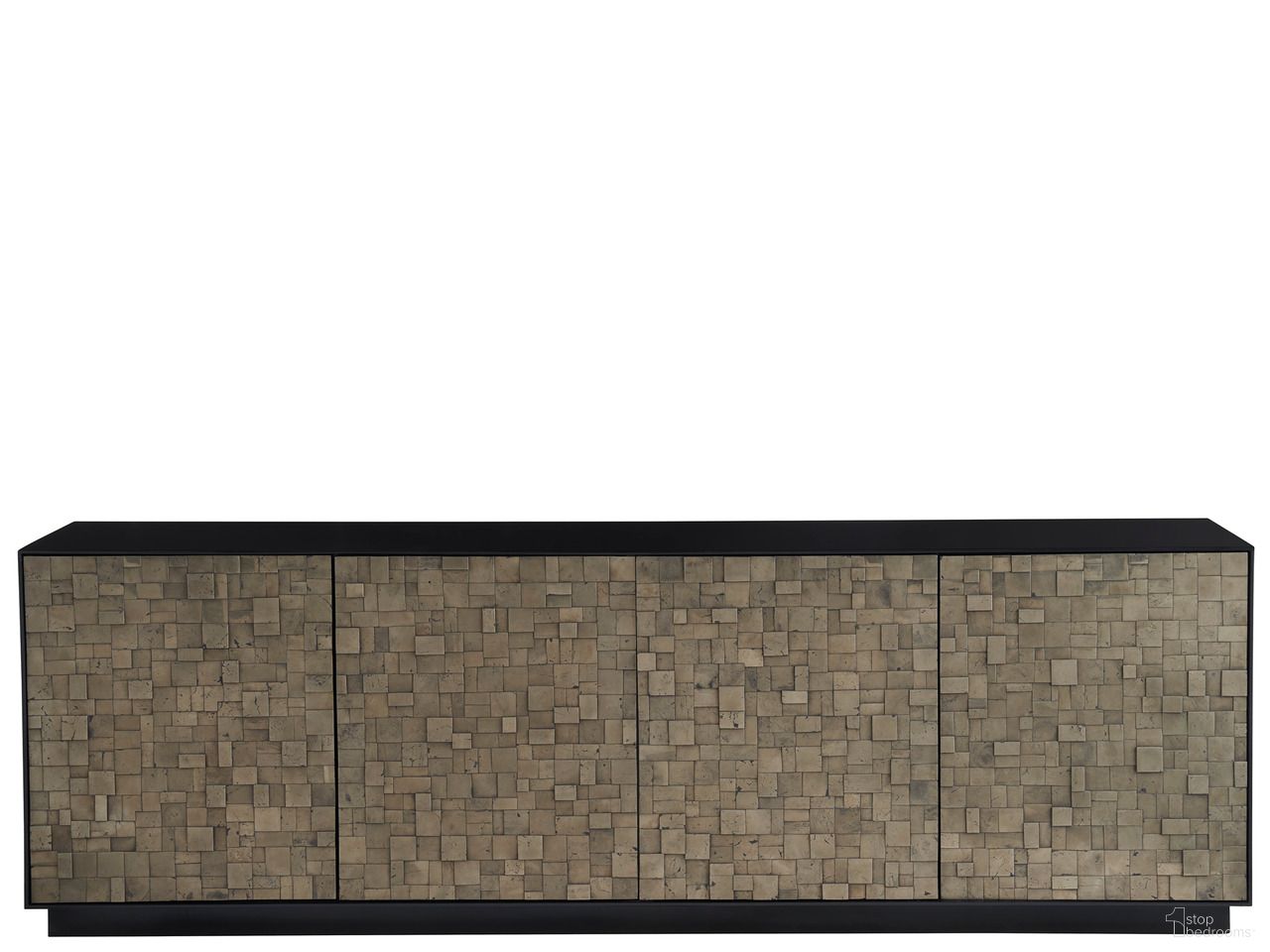 The appearance of Cosmo Credenza In Pyrite and Matte Black designed by Universal in the modern / contemporary interior design. This pyrite/matte black piece of furniture was selected by 1StopBedrooms from Modern Collection to add a touch of cosiness and style into your home. Sku: U365966. Material: Wood.