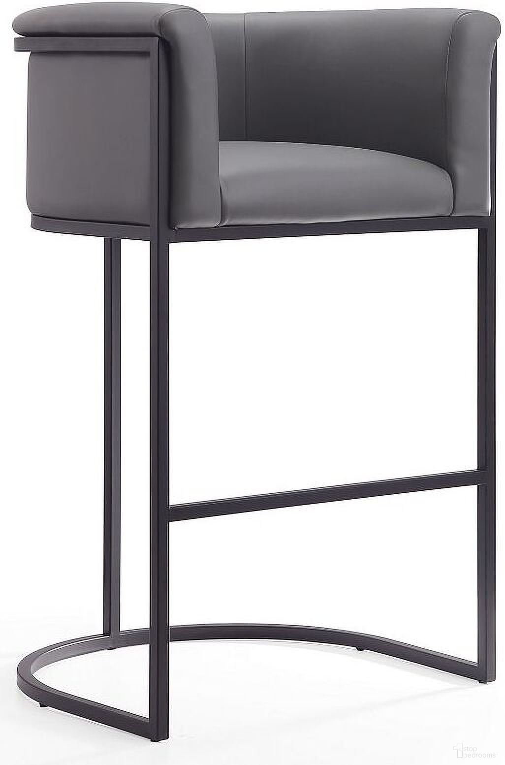 The appearance of Cosmopolitan Barstool in Grey and Black designed by Manhattan Comfort in the transitional interior design. This black and grey piece of furniture  was selected by 1StopBedrooms from Cosmopolitan Collection to add a touch of cosiness and style into your home. Sku: BS015-GY. Material: Metal.