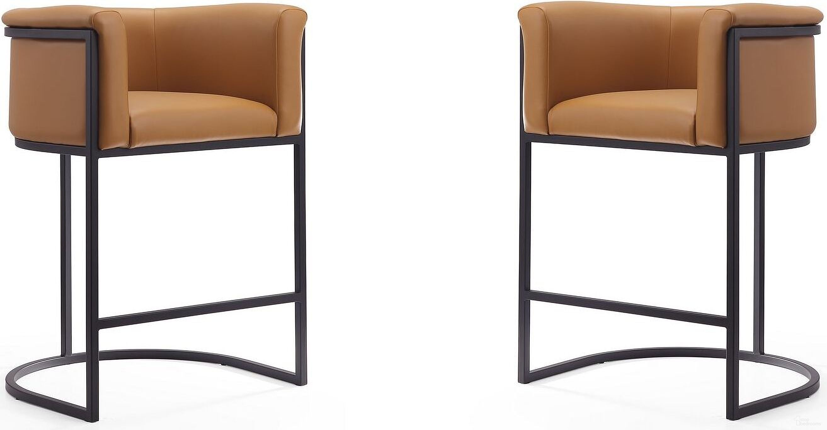 The appearance of Cosmopolitan Counter Stool in Camel and Black (Set of 2) designed by Manhattan Comfort in the transitional interior design. This black and camel piece of furniture was selected by 1StopBedrooms from Cosmopolitan Collection to add a touch of cosiness and style into your home. Sku: CS008-CL;CS008-CL. Material: Metal.