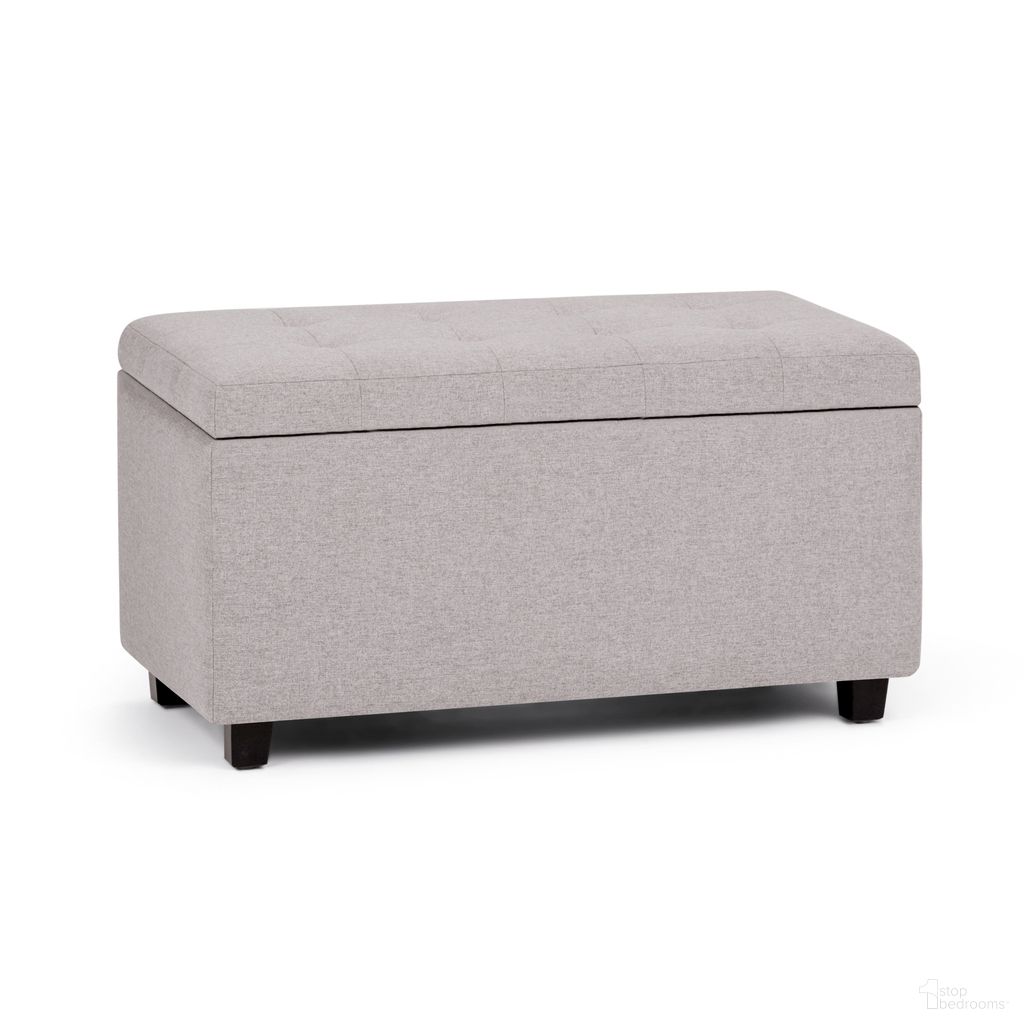 The appearance of Cosmopolitan Linen Look Fabric Storage Ottoman In Cloud Grey designed by Simpli Home in the transitional interior design. This cloud grey piece of furniture was selected by 1StopBedrooms from Cosmopolitan Collection to add a touch of cosiness and style into your home. Sku: AY-S-38-CLG. Material: Linen.
