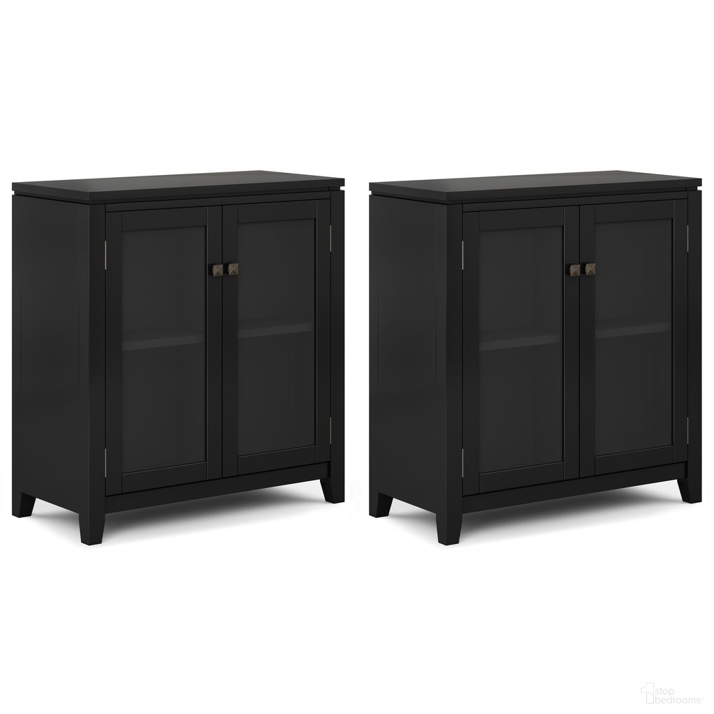 The appearance of Cosmopolitan Storage Cabinet Set of 2 In Black designed by Simpli Home in the modern / contemporary interior design. This black piece of furniture was selected by 1StopBedrooms from Cosmopolitan Collection to add a touch of cosiness and style into your home. Sku: COS230C001BL. Material: Pine.