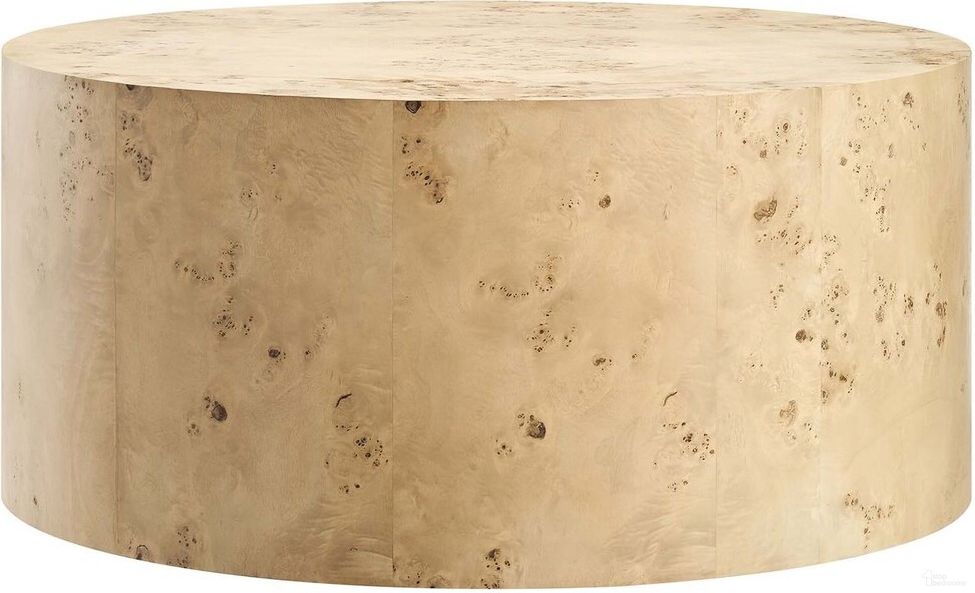 The appearance of Cosmos 35 Inch Round Burl Wood Coffee Table In Burl designed by Modway in the modern / contemporary interior design. This burl piece of furniture  was selected by 1StopBedrooms from Cosmos Collection to add a touch of cosiness and style into your home. Sku: EEI-6274-NAB. Material: MDF.