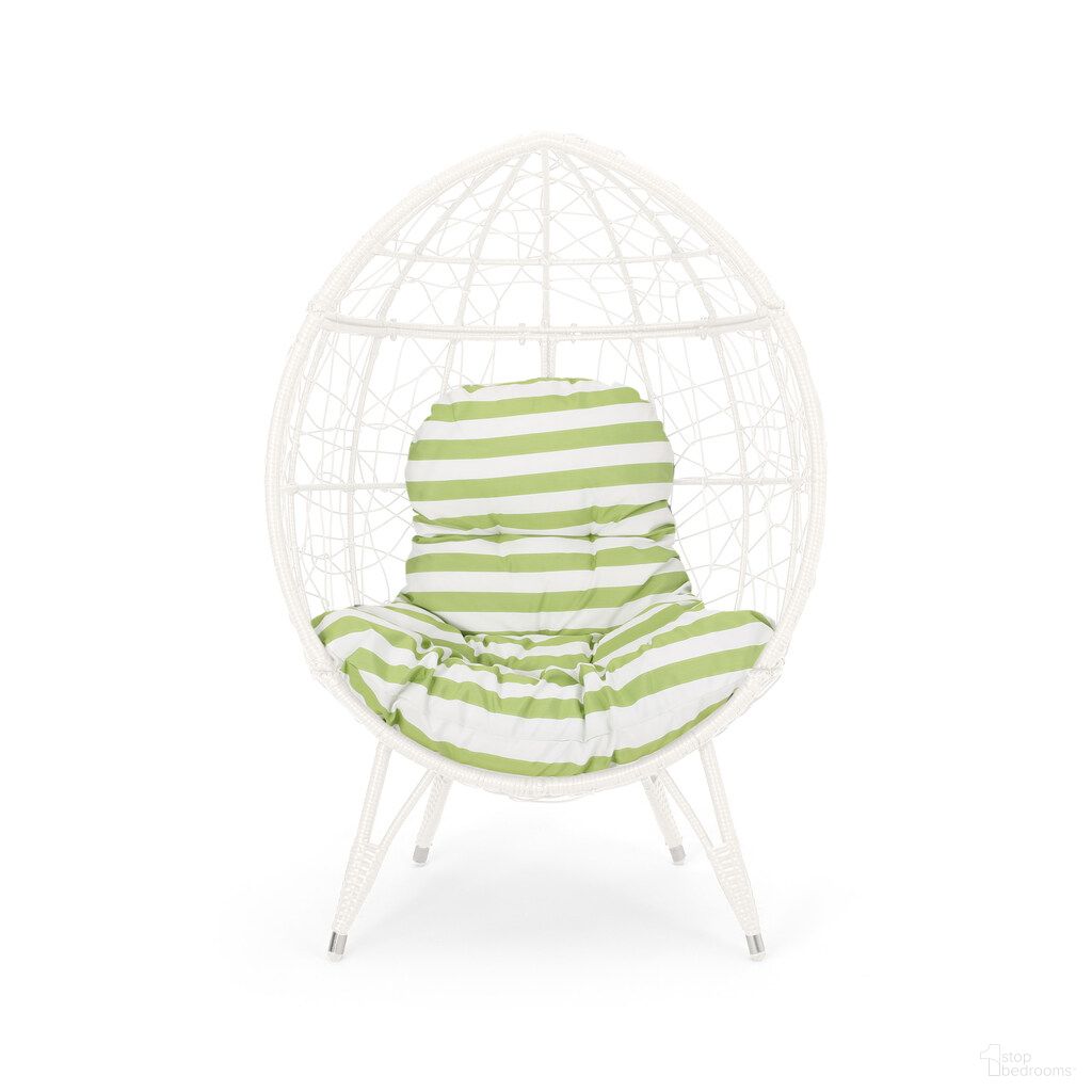 The appearance of Cosmos Round Hammered Iron Teardrop Chair In White and Green designed by Noble House in the traditional interior design. This white and green piece of furniture  was selected by 1StopBedrooms from Cosmos Collection to add a touch of cosiness and style into your home. Sku: 65645.00WGRN. Material: Rattan.