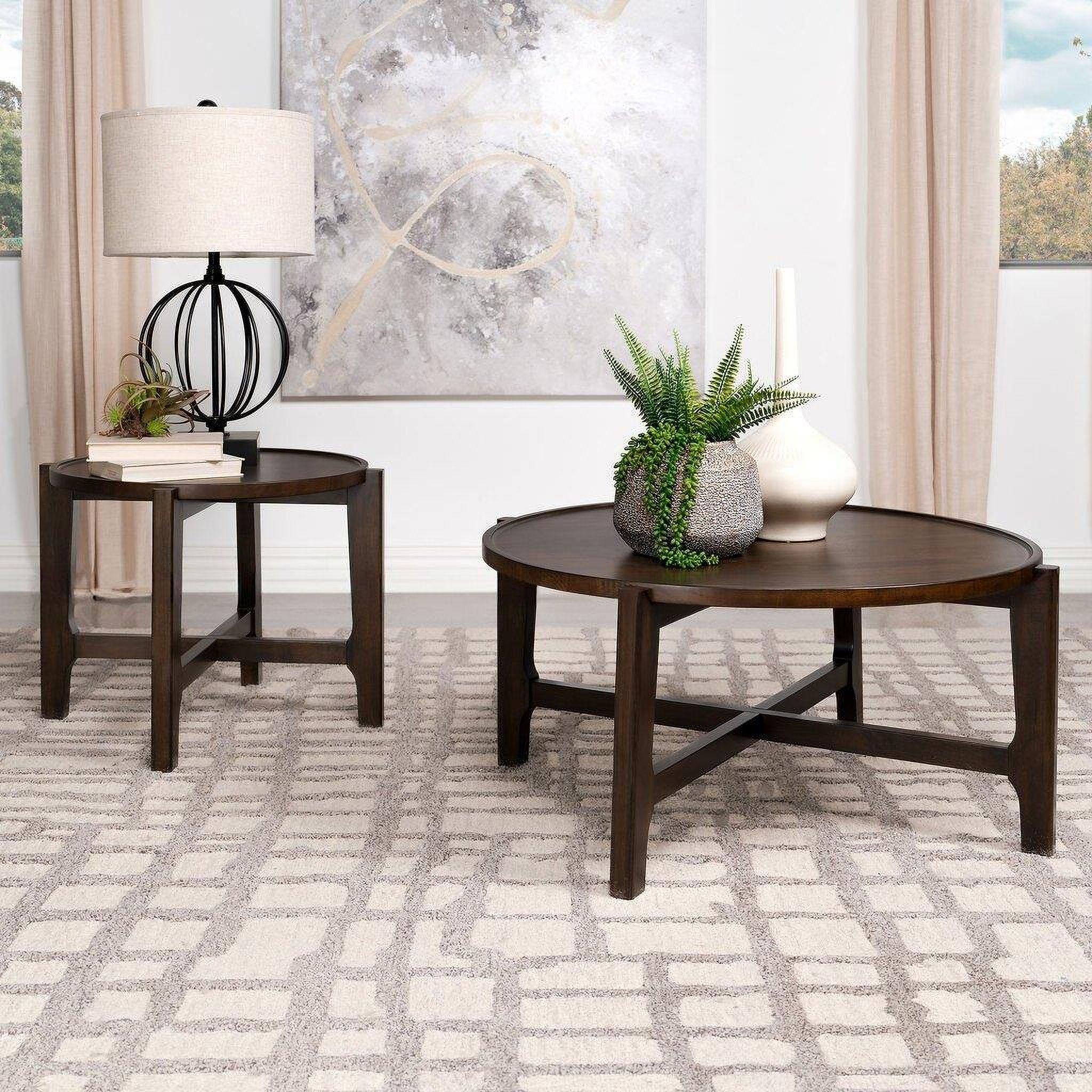 The appearance of Cota Occasional Table Set In Dark Brown designed by Coaster in the transitional interior design. This dark brown piece of furniture  was selected by 1StopBedrooms from Cota Collection to add a touch of cosiness and style into your home. Sku: 708288;708287. Material: Wood.
