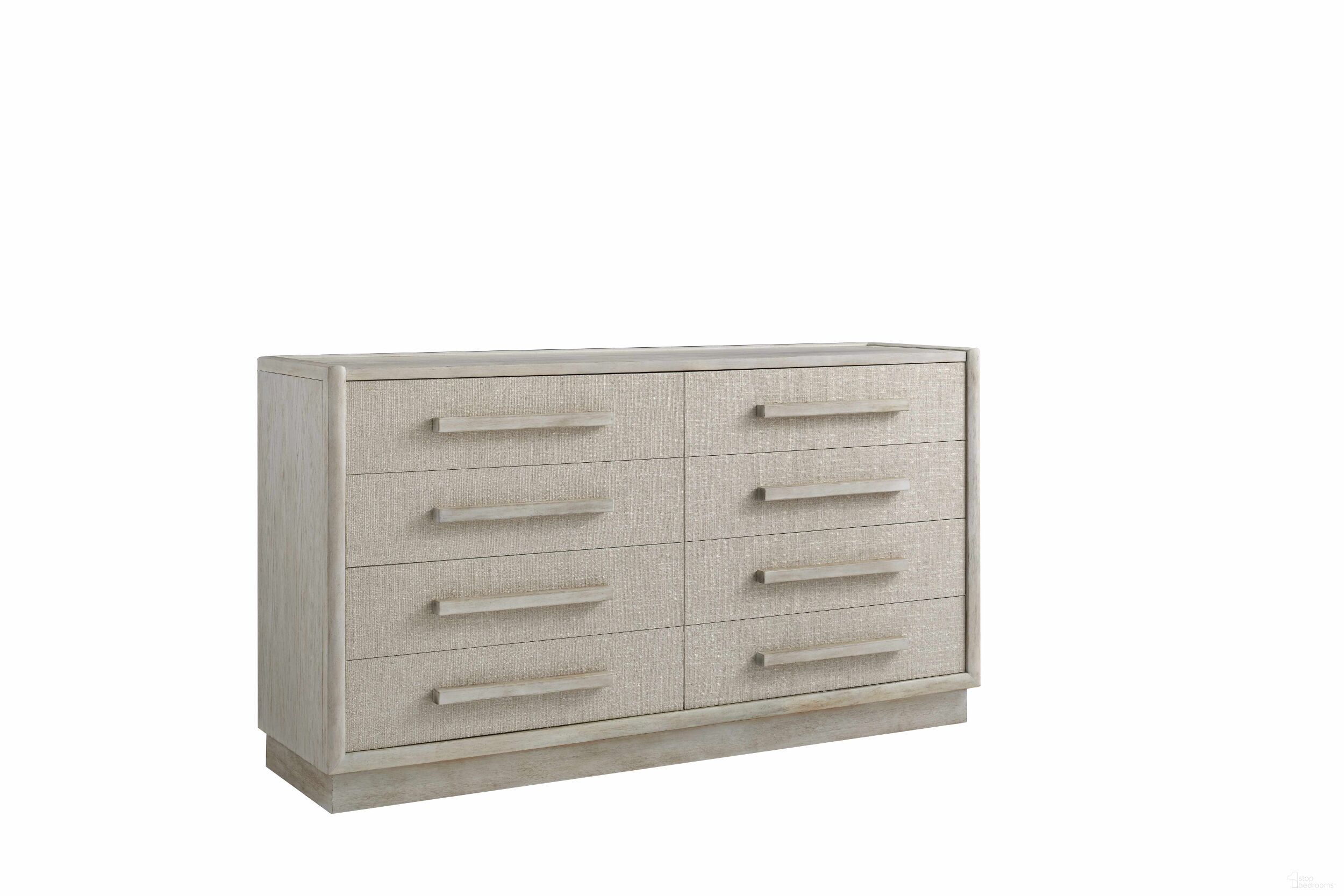 The appearance of Cotiere Dresser In Beige designed by A.R.T. in the modern / contemporary interior design. This beige piece of furniture  was selected by 1StopBedrooms from Cotiere Collection to add a touch of cosiness and style into your home. Sku: 299130-2349. Material: Rubberwood.