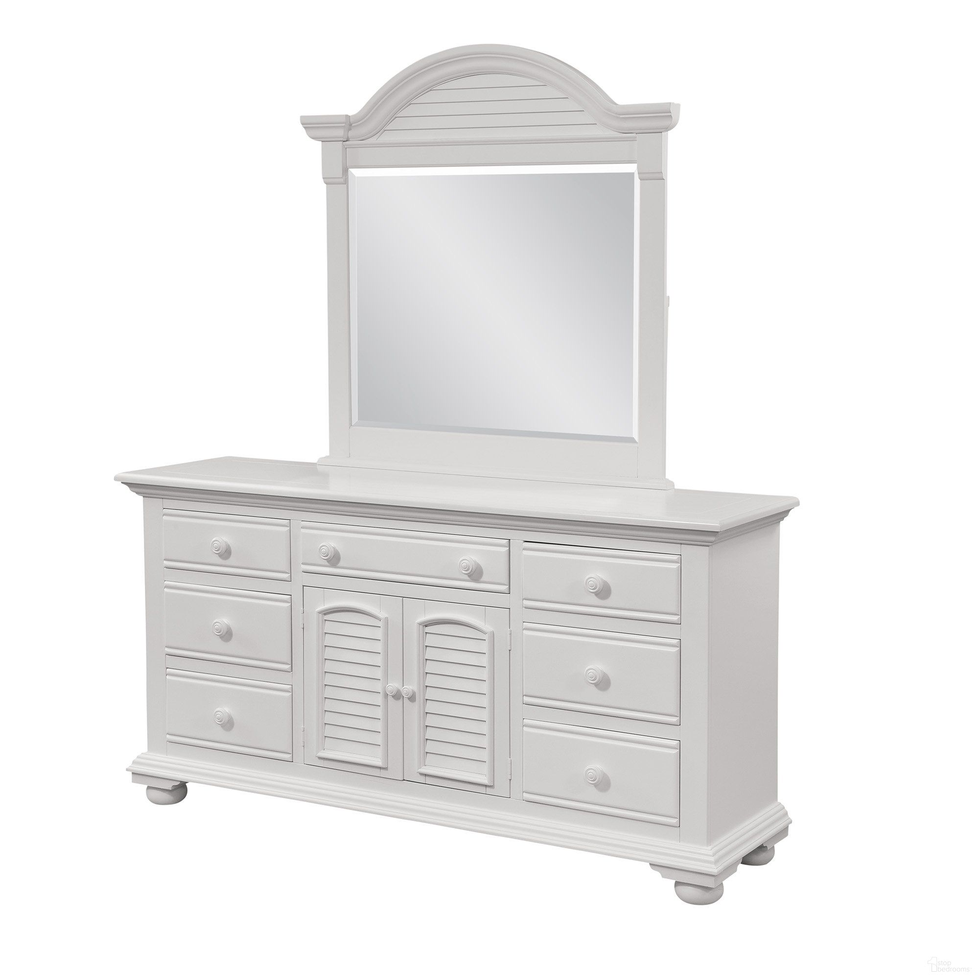 The appearance of Cottage Traditions White Triple Dresser designed by American Woodcrafters in the country / farmhouse interior design. This white piece of furniture was selected by 1StopBedrooms from Chateau Collection to add a touch of cosiness and style into your home. Sku: 6510-272. Material: Wood.