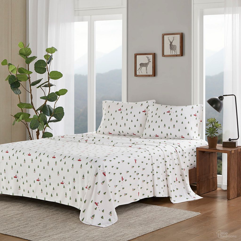 Cotton Flannel 4 Piece King Sheet Set In Green Tree Trip