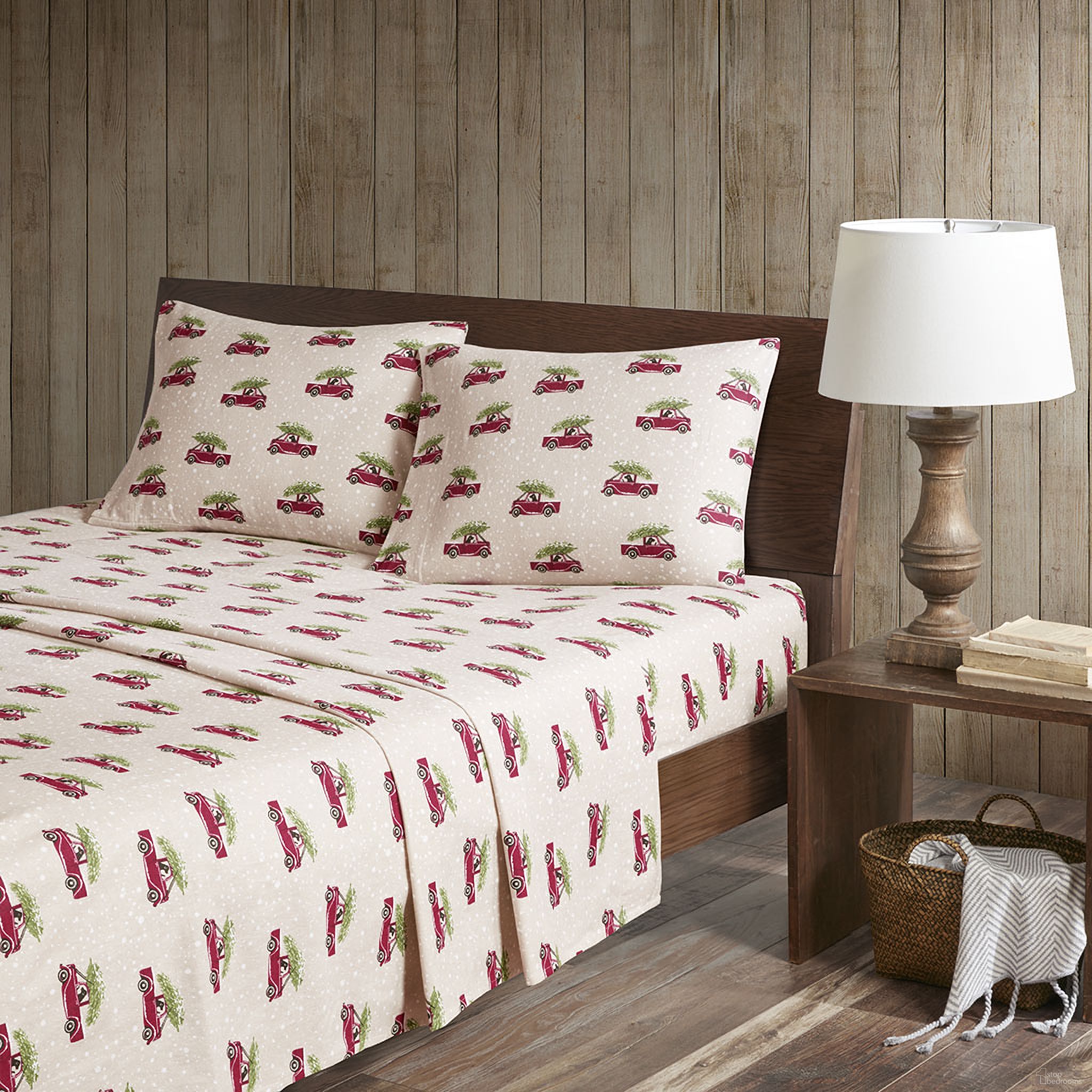 The appearance of Cotton Flannel Printed 4 Piece Full Sheet Set In Tan Cars designed by Olliix in the cabin / lodge interior design. This tan cars piece of furniture was selected by 1StopBedrooms from Flannel Collection to add a touch of cosiness and style into your home. Sku: WR20-2072. Bed Size: Full. Material: Cotton.