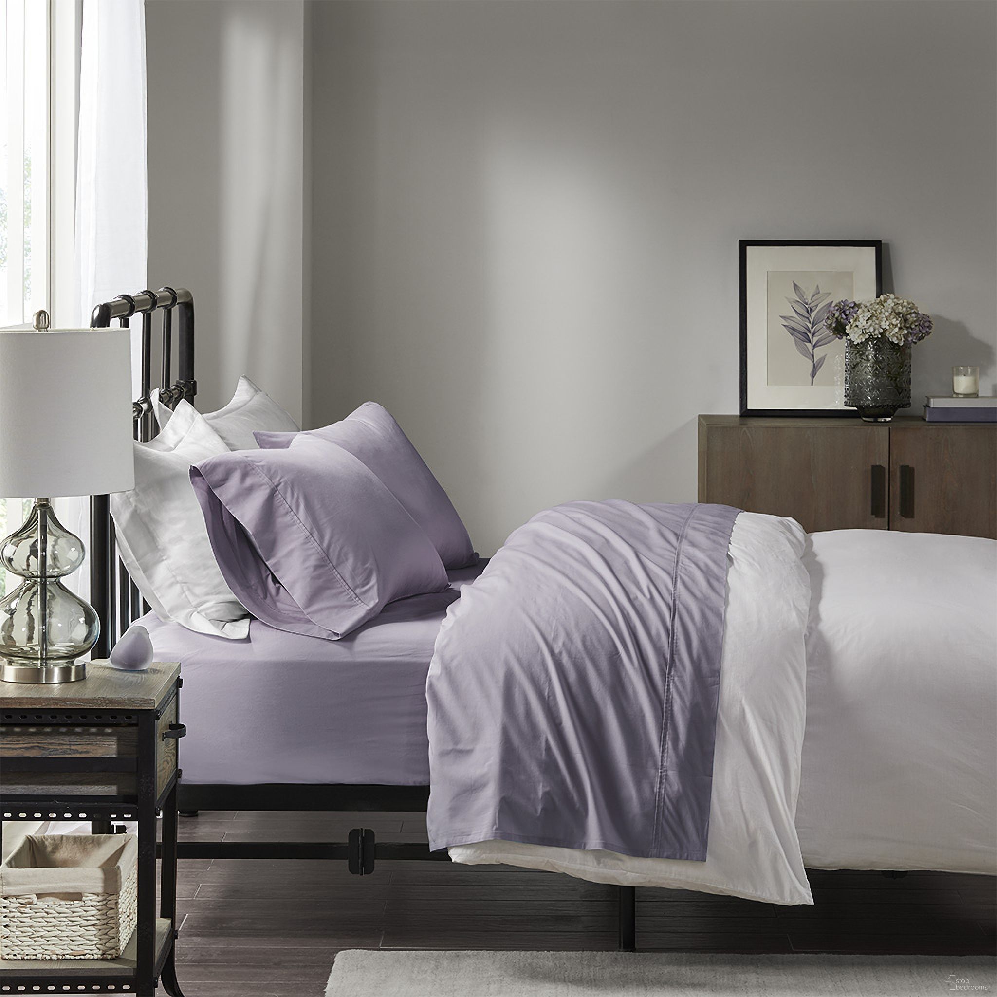 The appearance of Cotton Peached Percale 4 Piece Full Sheet Set In Purple designed by Olliix in the transitional interior design. This purple piece of furniture was selected by 1StopBedrooms from Peached Percale Collection to add a touch of cosiness and style into your home. Sku: MP20-5395. Bed Size: Full. Material: Cotton.