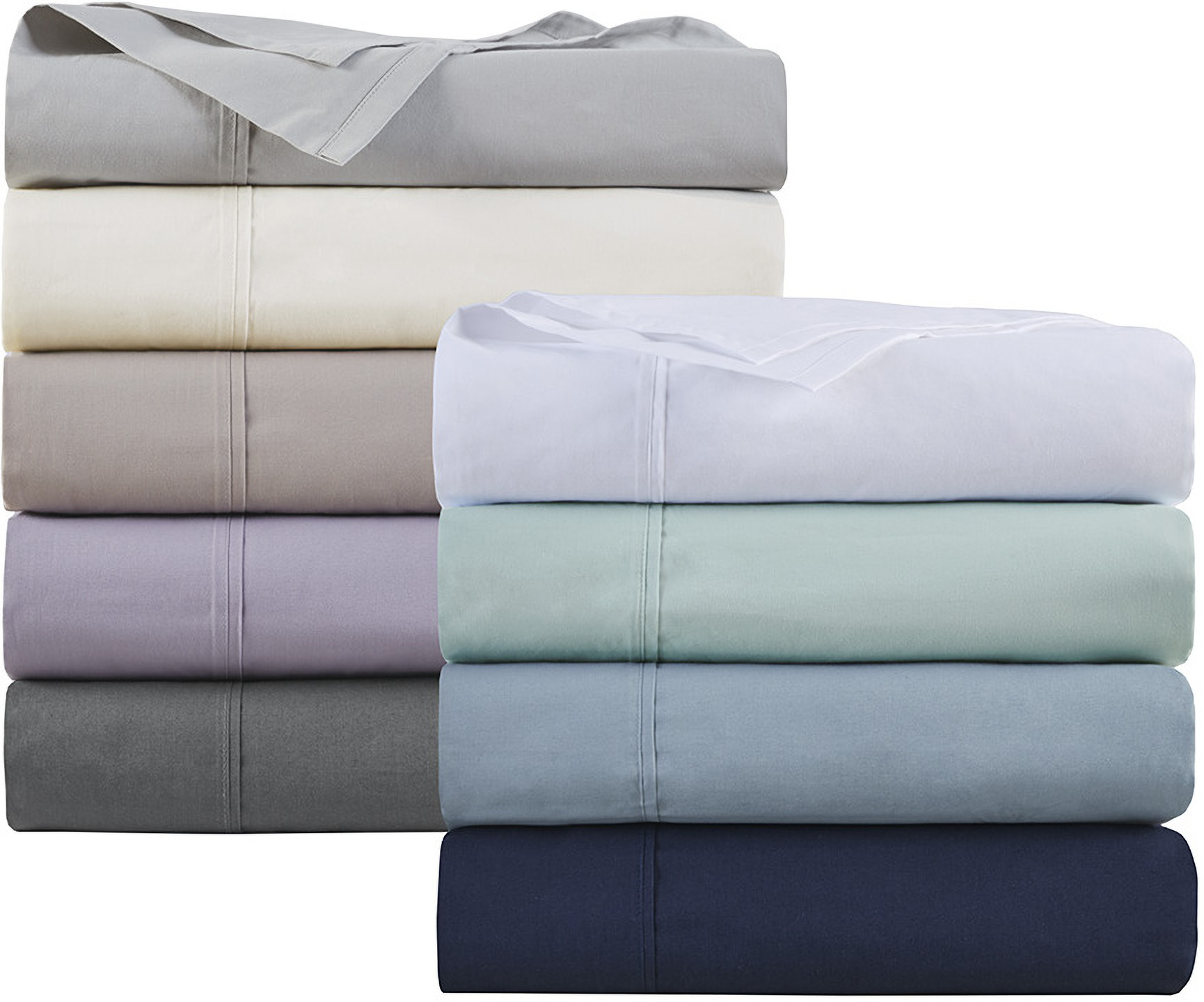 Cotton Single Pick Peached And Brushed Percale King Sheet Set In Navy