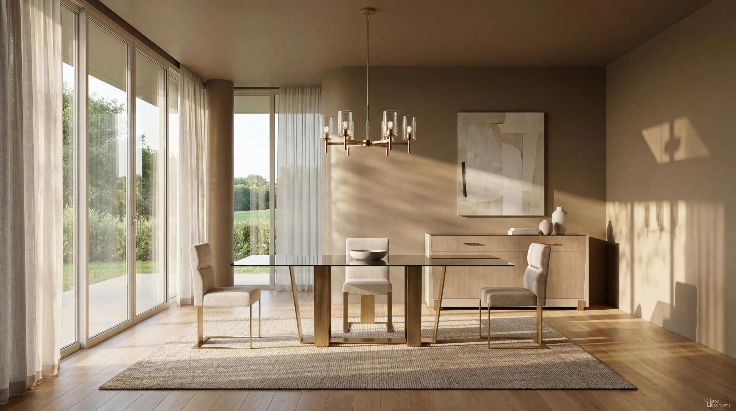 Counter Balance Dining Room Set In Brown and Gold