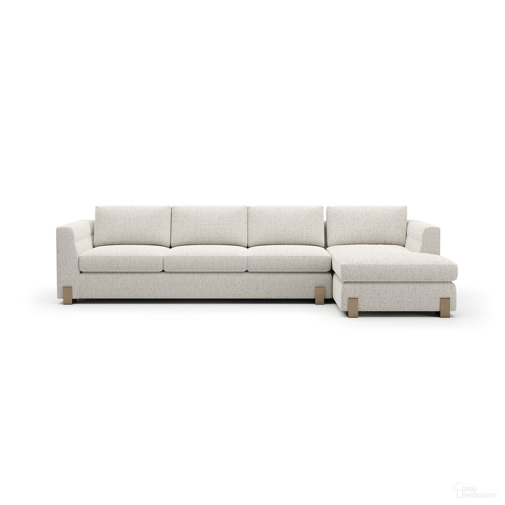 The appearance of Counter Balance Large Right Chaise Sectional In Cream designed by Caracole in the modern / contemporary interior design. This cream piece of furniture  was selected by 1StopBedrooms from Counter Balance Collection to add a touch of cosiness and style into your home. Sku: UPH-425V-LS8-A;UPH-425V-RH8-A. Material: Metal.