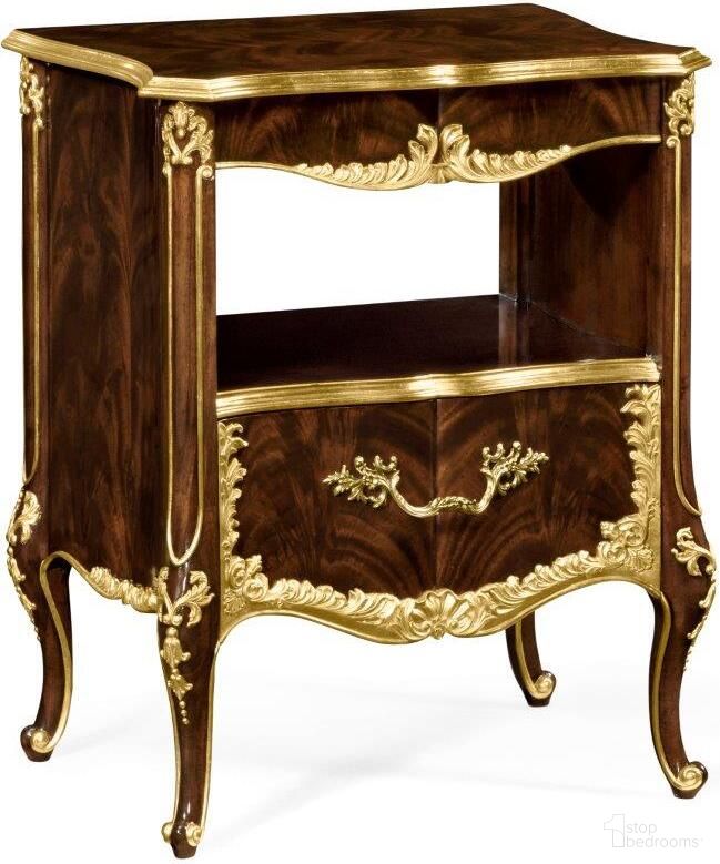 The appearance of Country Farmhouse Mahogany And Gilded Nightstand designed by Jonathan Charles in the traditional interior design. This brown piece of furniture was selected by 1StopBedrooms from Country Farmhouse Collection to add a touch of cosiness and style into your home. Sku: 495504-BMA-GIL. Material: Wood.
