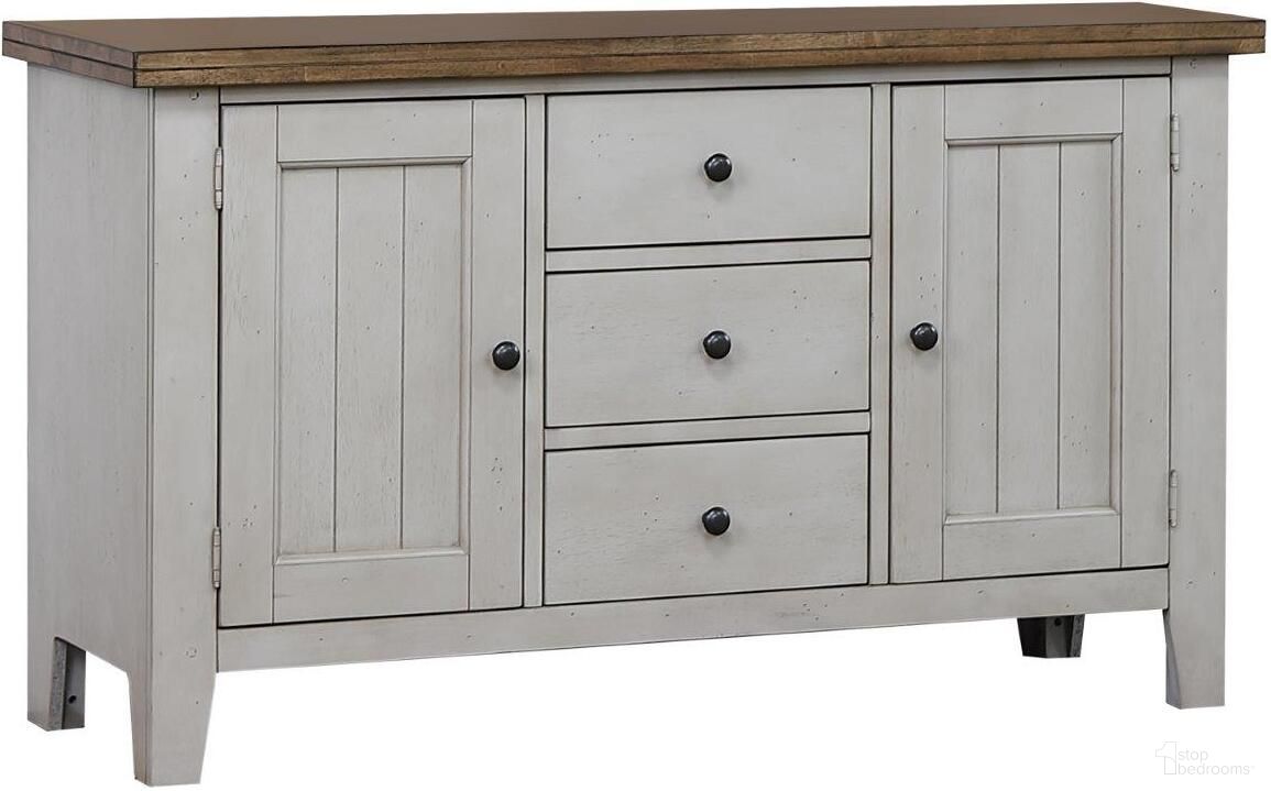 The appearance of Country Grove Distressed Gray and Brown Wood Buffet designed by Sunset Trading in the modern / contemporary interior design. This distressed light gray and medium walnut piece of furniture was selected by 1StopBedrooms from Country Grove Collection to add a touch of cosiness and style into your home. Sku: DLU-CG-BUF-GO. Material: Wood.