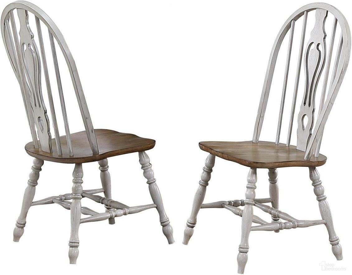 The appearance of Country Grove Keyhole Dining Chair Set of 2 designed by Sunset Trading in the modern / contemporary interior design. This distressed light gray and medium walnut piece of furniture  was selected by 1StopBedrooms from Country Grove Collection to add a touch of cosiness and style into your home. Sku: DLU-CG-124S-GO-2. Material: Wood. Chair Type: Side Chair.