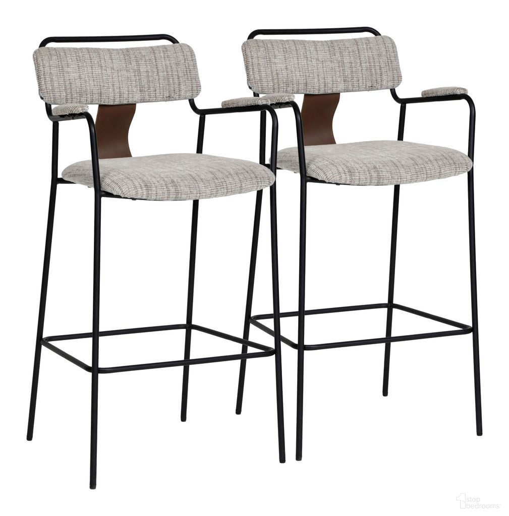 The appearance of Couva Barstool Set of 2 In Gray designed by Zuo Modern in the modern / contemporary interior design. This gray piece of furniture was selected by 1StopBedrooms from Couva Collection to add a touch of cosiness and style into your home. Sku: 110937. Material: Polyester.
