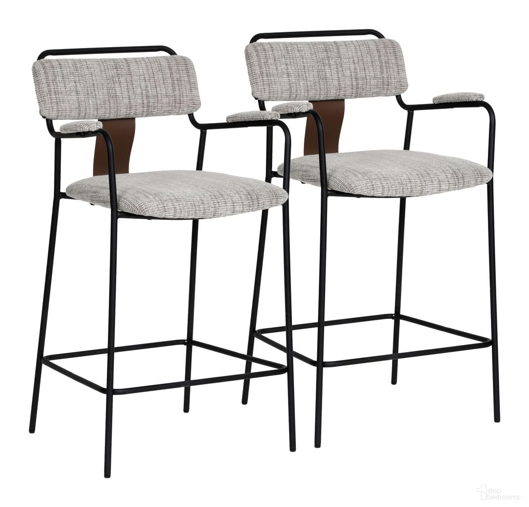 The appearance of Couva Counter Stool Set of 2 In Gray designed by Zuo Modern in the modern / contemporary interior design. This gray piece of furniture was selected by 1StopBedrooms from Couva Collection to add a touch of cosiness and style into your home. Sku: 110936. Material: Polyester.