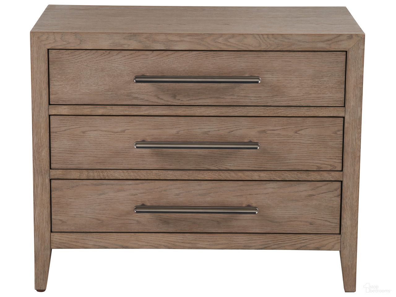 The appearance of Cove Drawer Nightstand In Gray Oak designed by Universal in the transitional interior design. This gray oak piece of furniture was selected by 1StopBedrooms from Modern Collection to add a touch of cosiness and style into your home. Sku: U352B356. Material: Wood.