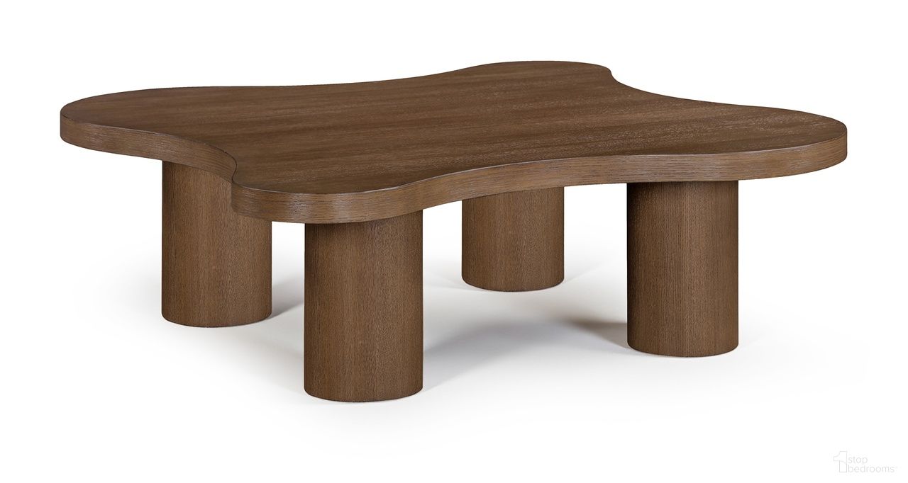 Cove Oak Veneer and Solid Wood Coffee Table In Brown Walnut