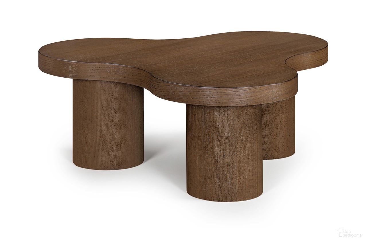 Cove Oak Veneer and Solid Wood Coffee Table In Brown Walnut