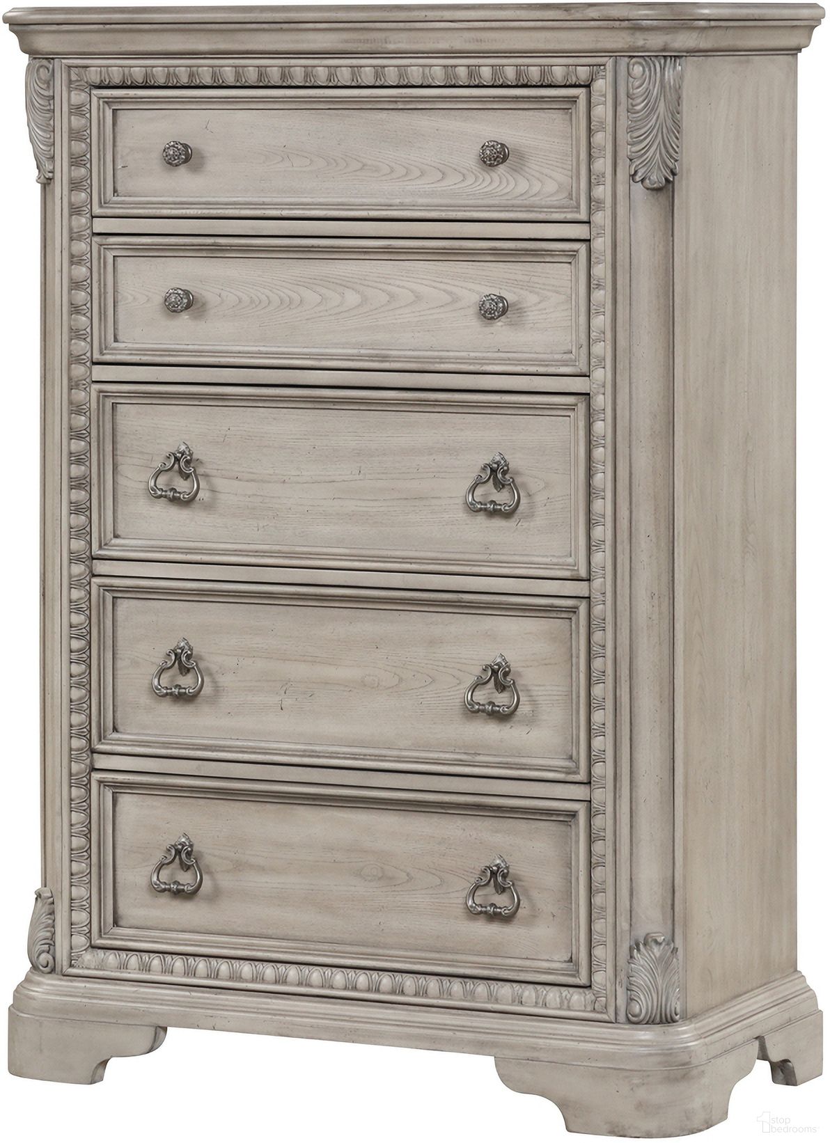 The appearance of Coventry Chest designed by Bernell in the traditional interior design. This light gray piece of furniture  was selected by 1StopBedrooms from Coventry Collection to add a touch of cosiness and style into your home. Sku: 1989-150. Material: Wood Veneer.