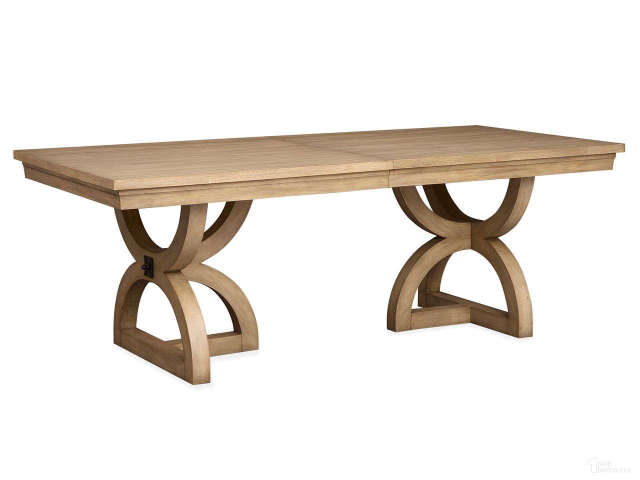 The appearance of Coventry Extendable Trestle Dining Table In Honey Maple designed by Magnussen in the modern / contemporary interior design. This honey maple piece of furniture was selected by 1StopBedrooms from Coventry Collection to add a touch of cosiness and style into your home. Sku: D6480-21T;D6480-21B. Table Base Style: Double Pedestal. Table Top Shape: Rectangular. Size: 84" x 40". Material: Oak Veneer.