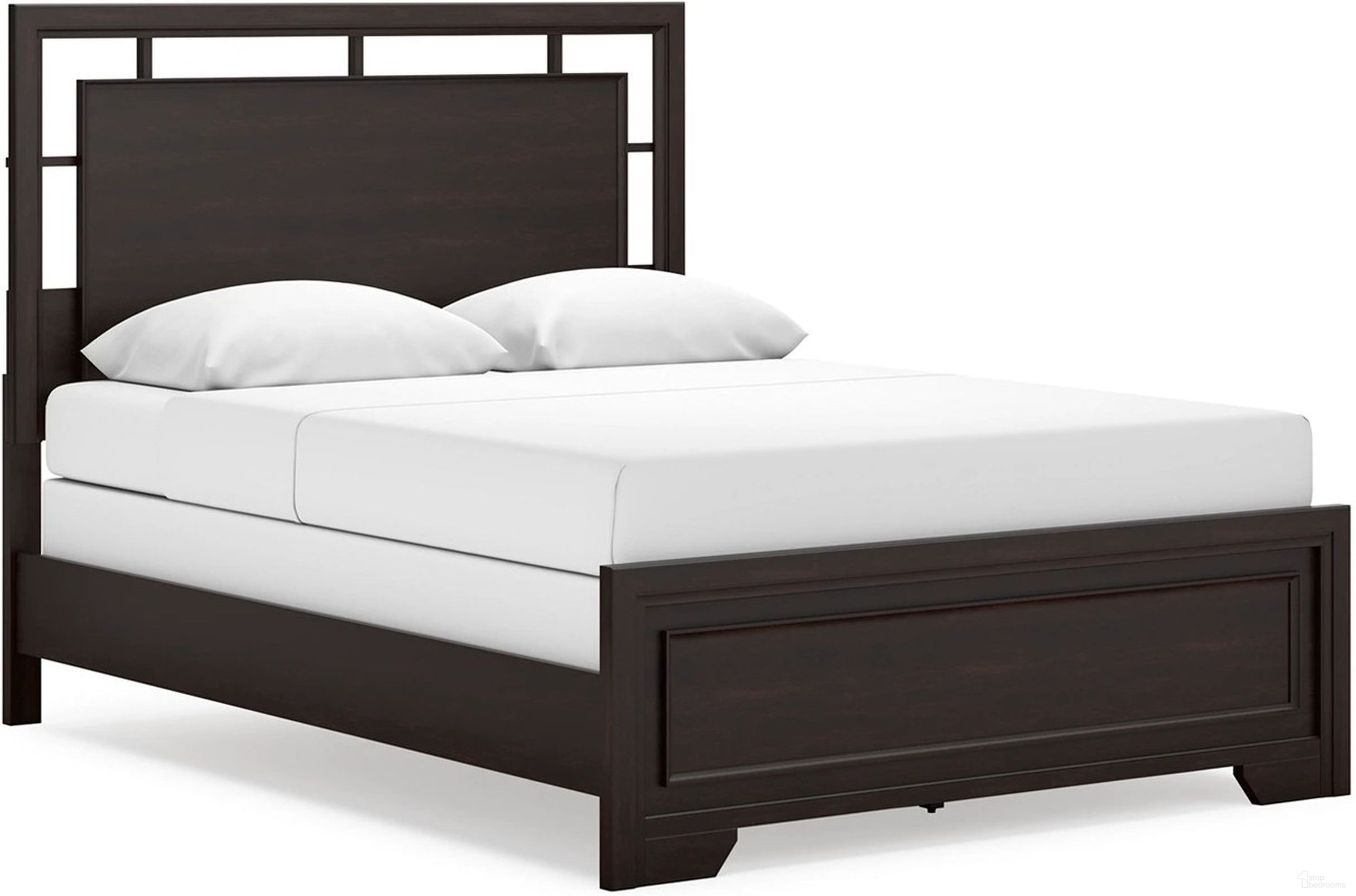 The appearance of Covetown Queen Panel Bed In Dark Brown designed by Signature Design by Ashley in the modern / contemporary interior design. This dark brown piece of furniture was selected by 1StopBedrooms from Covetown Collection to add a touch of cosiness and style into your home. Sku: B441-81;B441-97. Bed Type: Panel Bed. Material: Wood. Bed Size: Queen.