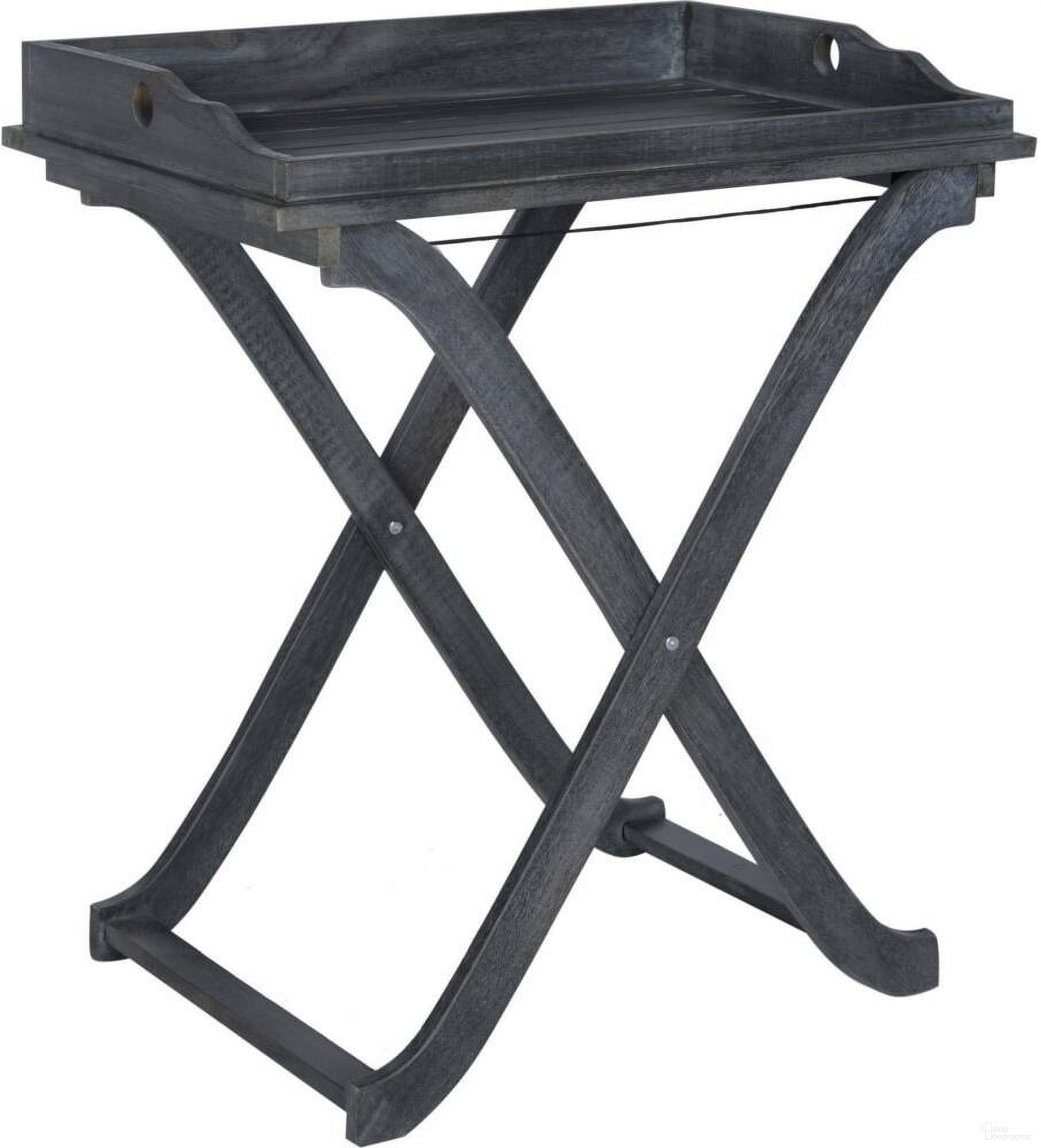 The appearance of Covina Ash Grey Tray Table designed by Safavieh in the transitional interior design. This ash gray piece of furniture  was selected by 1StopBedrooms from Covina Collection to add a touch of cosiness and style into your home. Sku: PAT6716B. Material: Steel.