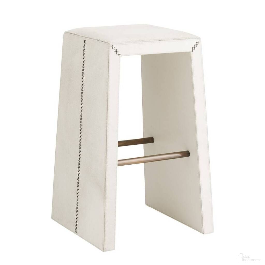 The appearance of Cowan Bar Stool In White designed by Arteriors in the modern / contemporary interior design. This white piece of furniture was selected by 1StopBedrooms from Cowan Collection to add a touch of cosiness and style into your home. Sku: FSI18. Material: Hide Leather.