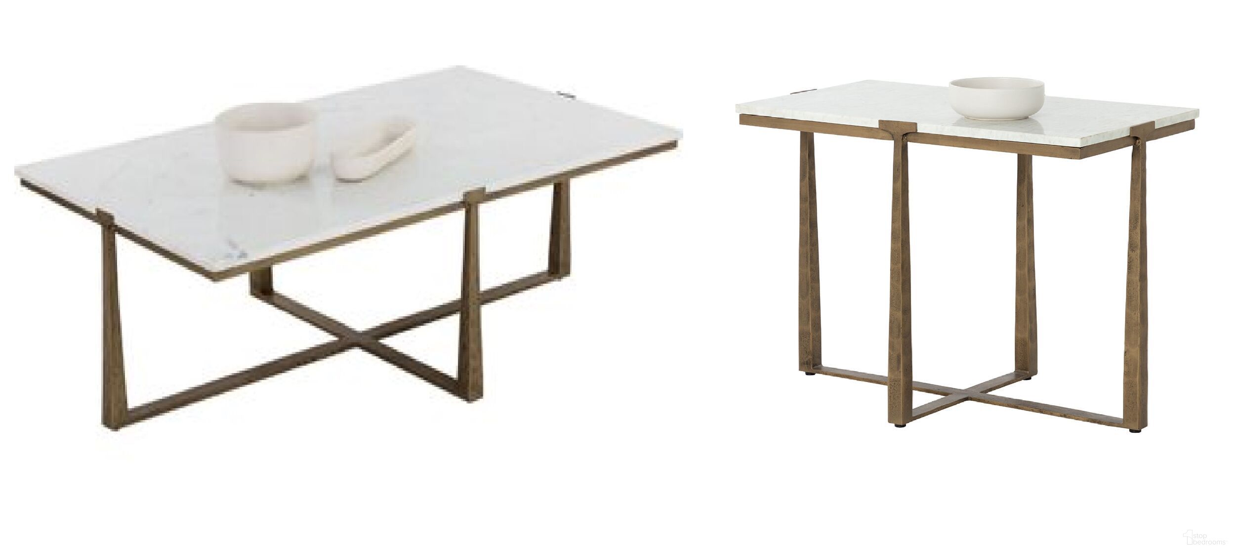 Cowell Occasional Table Set In Antique Brass