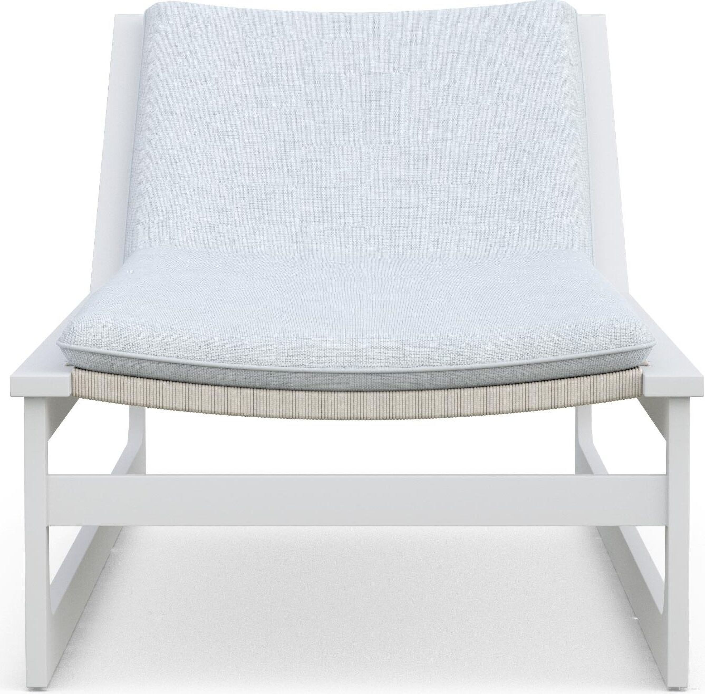 The appearance of Cozumel Chaise Lounge with Cushion In Arctic and Matte White designed by Azzurro Living in the transitional interior design. This arctic/matte white piece of furniture was selected by 1StopBedrooms from Cozumel Collection to add a touch of cosiness and style into your home. Sku: COZ-TR17L1-CU. Material: Aluminum.
