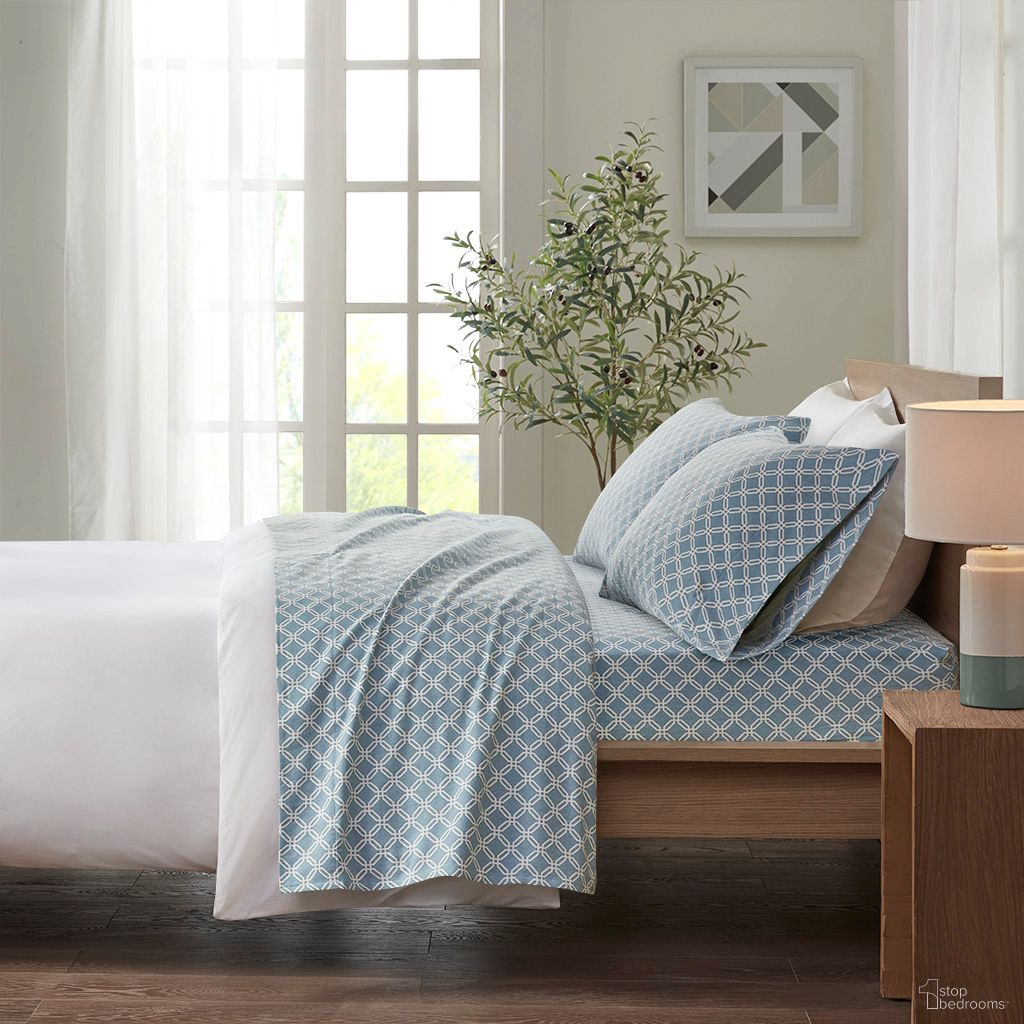 The appearance of Cozy Cotton Flannel Printed 4 Piece Full Sheet Set In Blue Geo designed by Olliix in the transitional interior design. This blue geo piece of furniture was selected by 1StopBedrooms from Cozy Flannel Collection to add a touch of cosiness and style into your home. Sku: TN20-0247. Bed Size: Full. Material: Cotton.