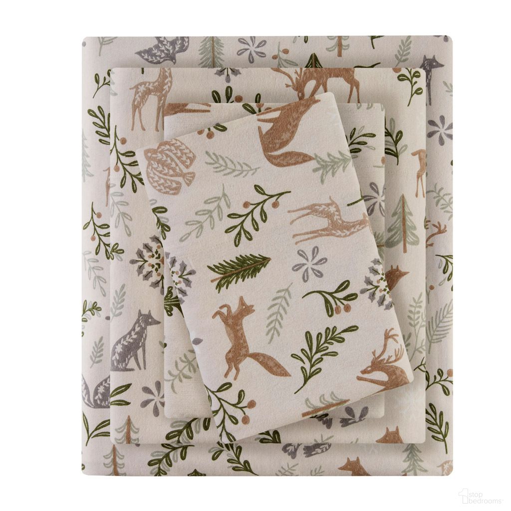 The appearance of Cozy Cotton Flannel Printed Sheet Set In Tan Woodland Winter designed by Olliix in the transitional interior design. This tan woodland winter piece of furniture was selected by 1StopBedrooms from Cozy Cotton Flannel Collection to add a touch of cosiness and style into your home. Sku: TN20-0560. Bed Size: Queen. Material: Cotton.
