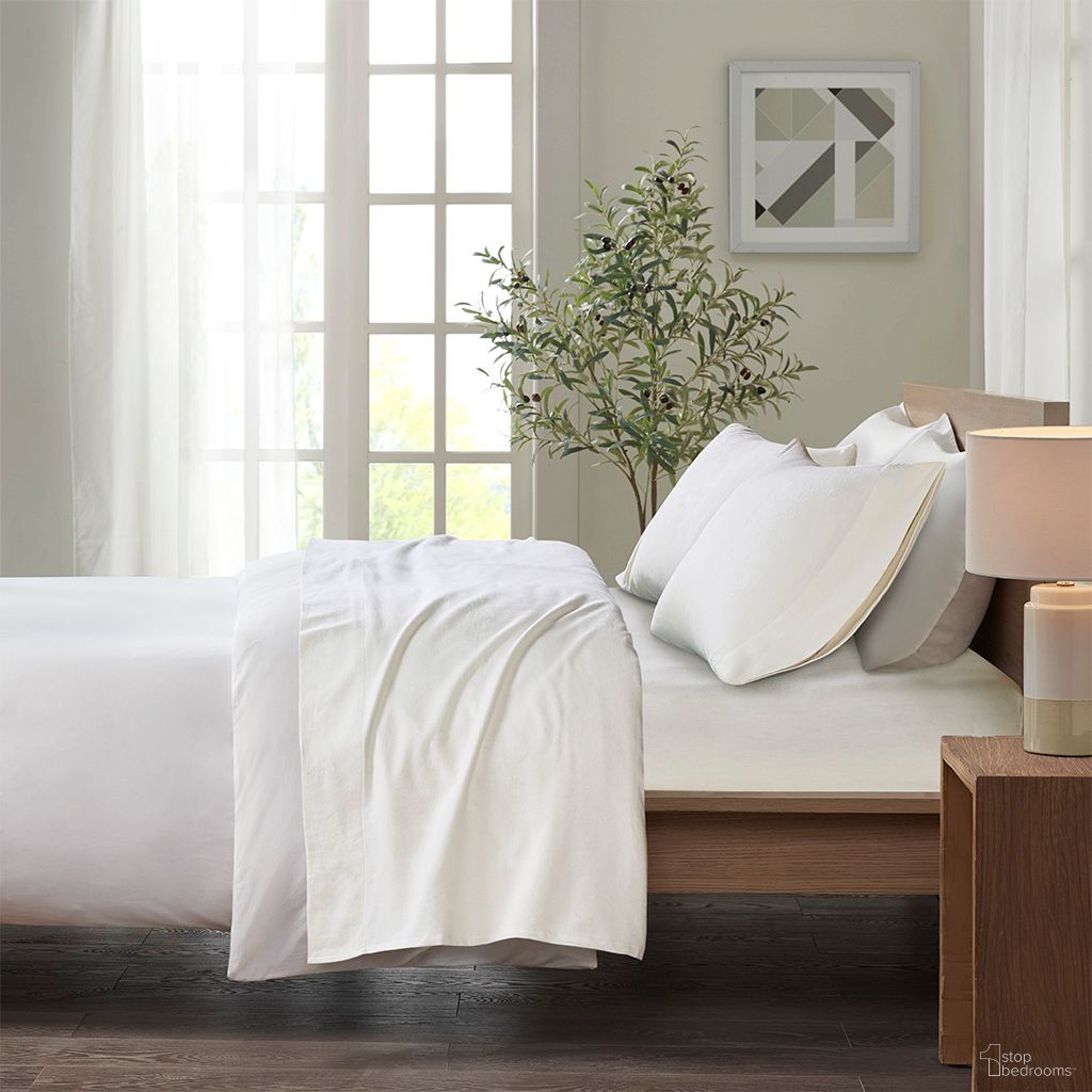 Cozy Cotton Flannel 3 Piece Twin Sheet Set In Ivory Solid