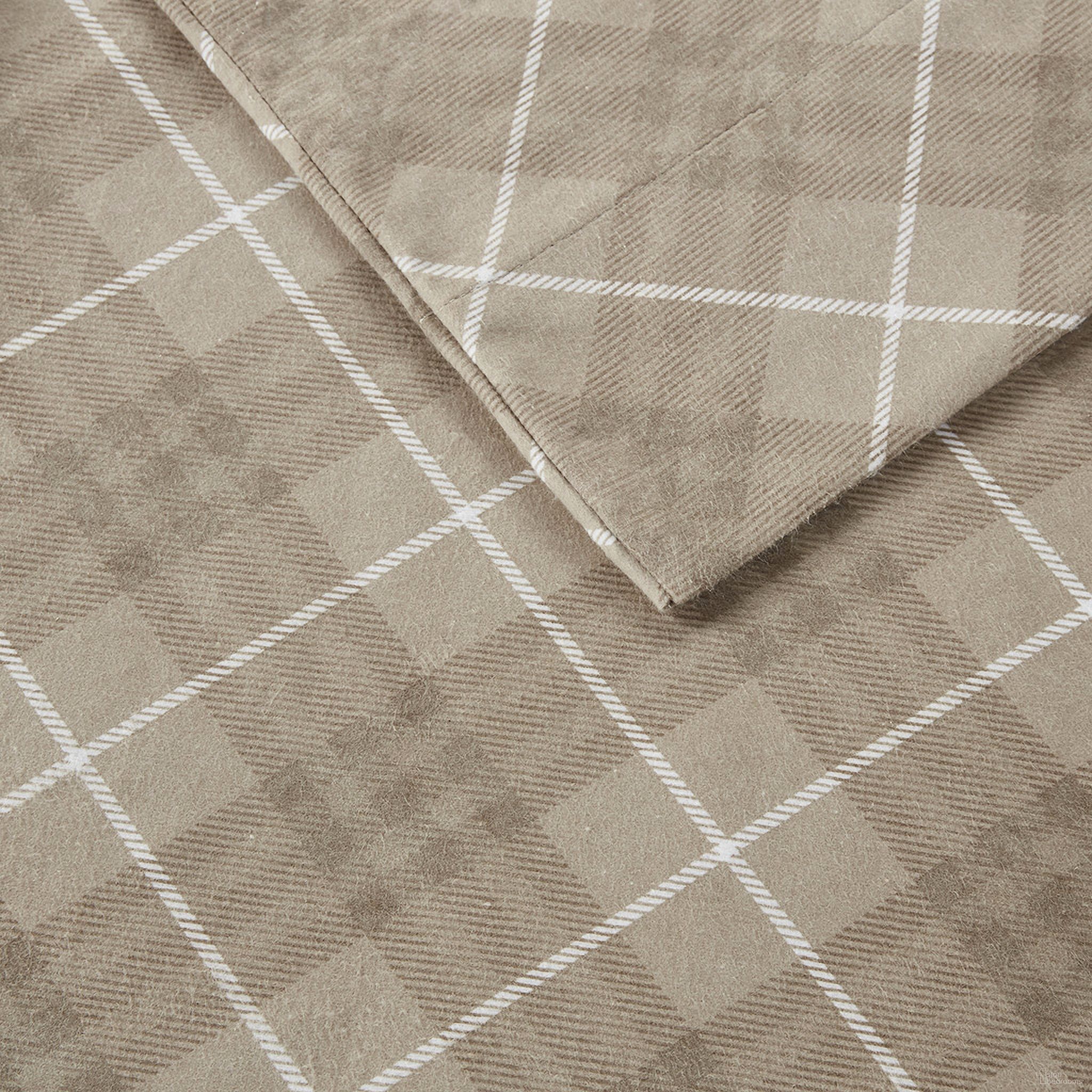 Cozy Cotton Flannel 4 Piece Full Sheet Set In Tan Plaid