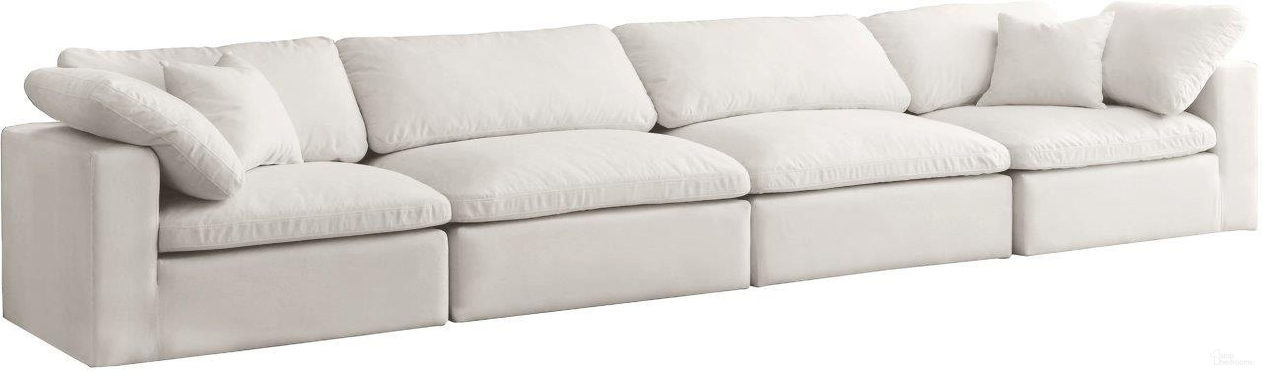 The appearance of Cozy Velvet Comfort 4 Seater Modular Sofa with Arm Support In Cream designed by Meridian in the modern / contemporary interior design. This cream velvet piece of furniture was selected by 1StopBedrooms from Cozy Collection to add a touch of cosiness and style into your home. Sku: 634Cream-Corner;634Cream-Corner;634Cream-Armless;634Cream-Armless. Material: Velvet.
