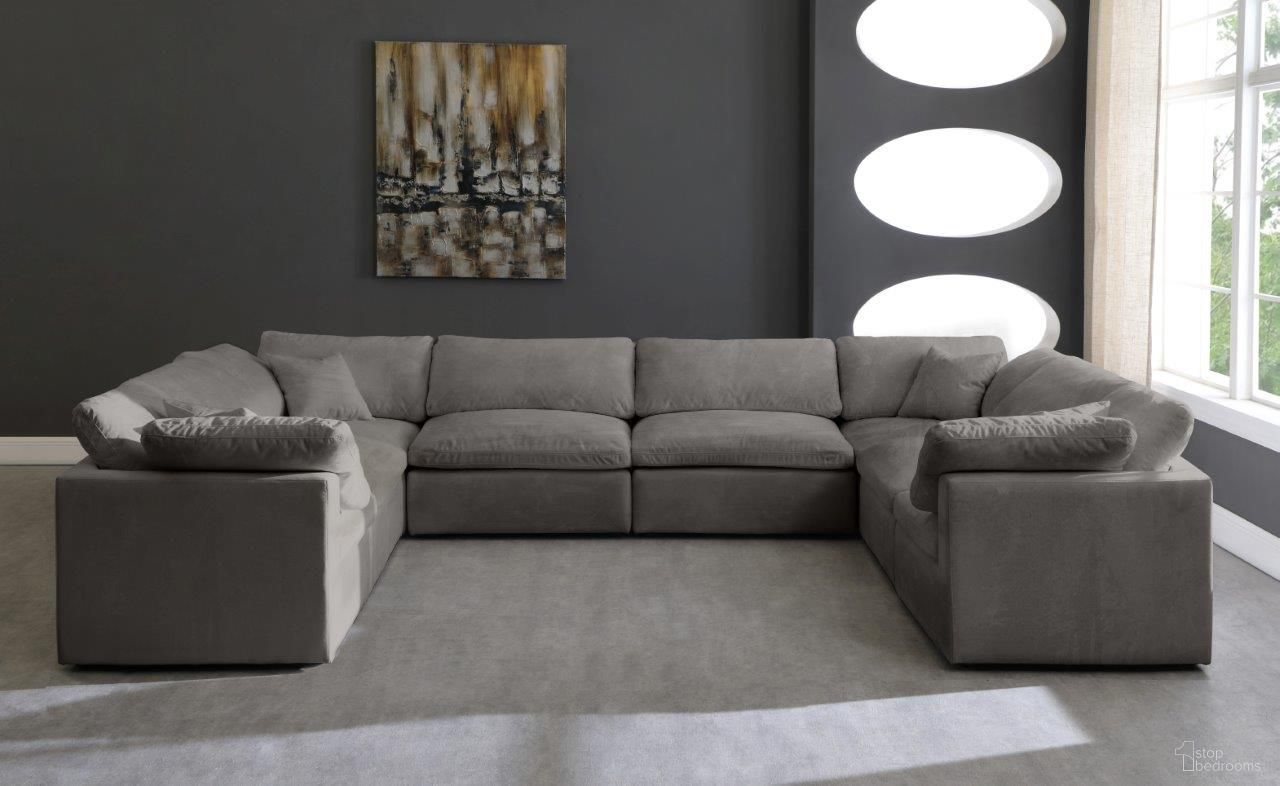 The appearance of Cozy Velvet Comfort 8 Piece Modular Sectional In Grey designed by Meridian in the modern / contemporary interior design. This grey piece of furniture  was selected by 1StopBedrooms from Cozy Collection to add a touch of cosiness and style into your home. Sku: 634Grey-Corner;634Grey-Corner;634Grey-Corner;634Grey-Corner;634Grey-Armless;634Grey-Armless;634Grey-Armless;634Grey-Armless. Material: Velvet. Layout: U-Shape.