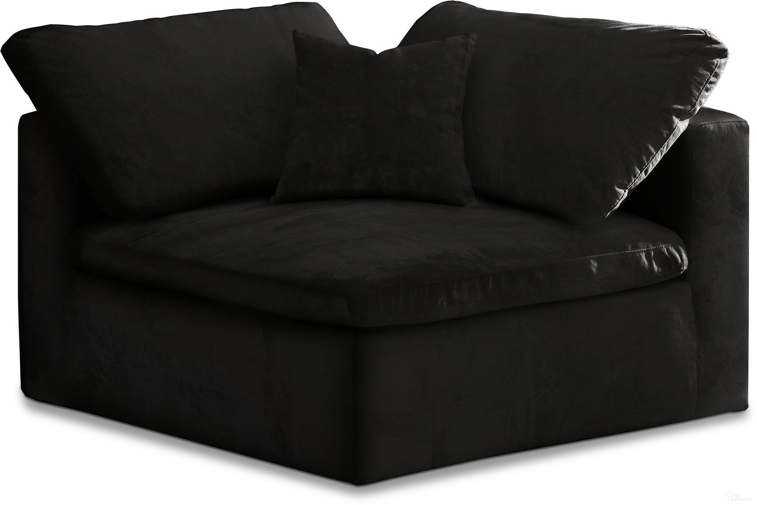 The appearance of Cozy Velvet Corner Chair In Black designed by Meridian in the modern / contemporary interior design. This black piece of furniture was selected by 1StopBedrooms from Cozy Collection to add a touch of cosiness and style into your home. Sku: 634Black-Corner. Material: Velvet.