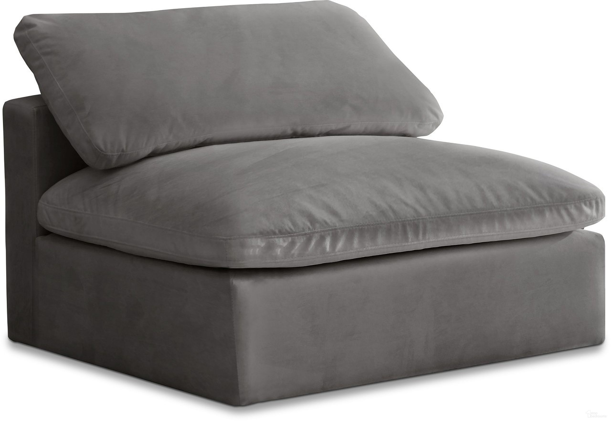 The appearance of Cozy Velvet Armless Chair In Grey designed by Meridian in the modern / contemporary interior design. This grey piece of furniture was selected by 1StopBedrooms from Cozy Collection to add a touch of cosiness and style into your home. Sku: 634Grey-Armless. Material: Velvet.
