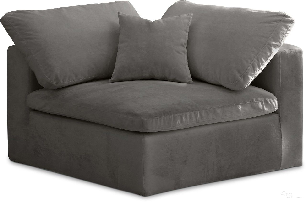 The appearance of Cozy Velvet Corner Chair In Grey designed by Meridian in the modern / contemporary interior design. This grey piece of furniture  was selected by 1StopBedrooms from Cozy Collection to add a touch of cosiness and style into your home. Sku: 634Grey-Corner. Material: Velvet.